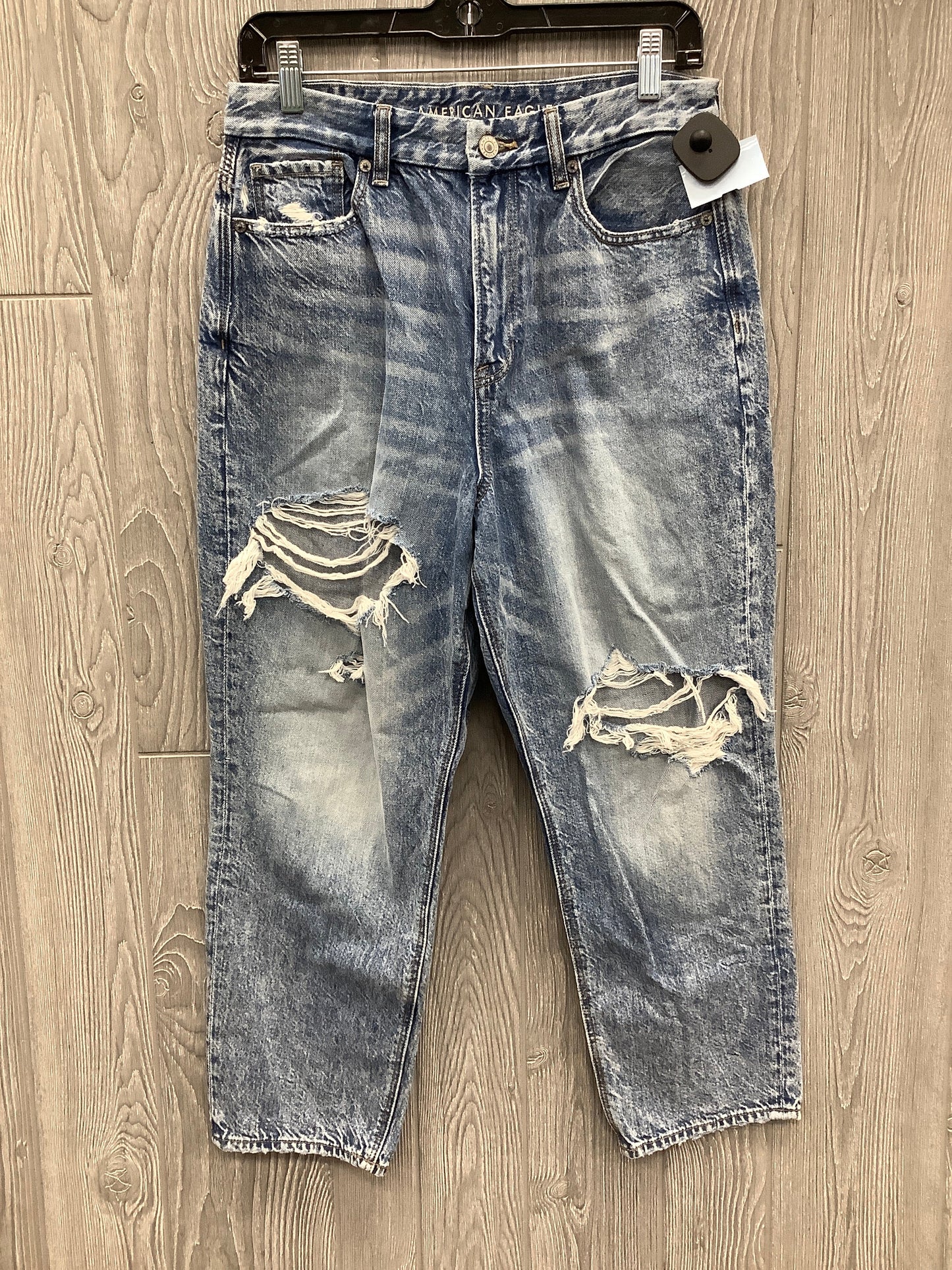 Jeans Straight By American Eagle In Blue Denim, Size: 8