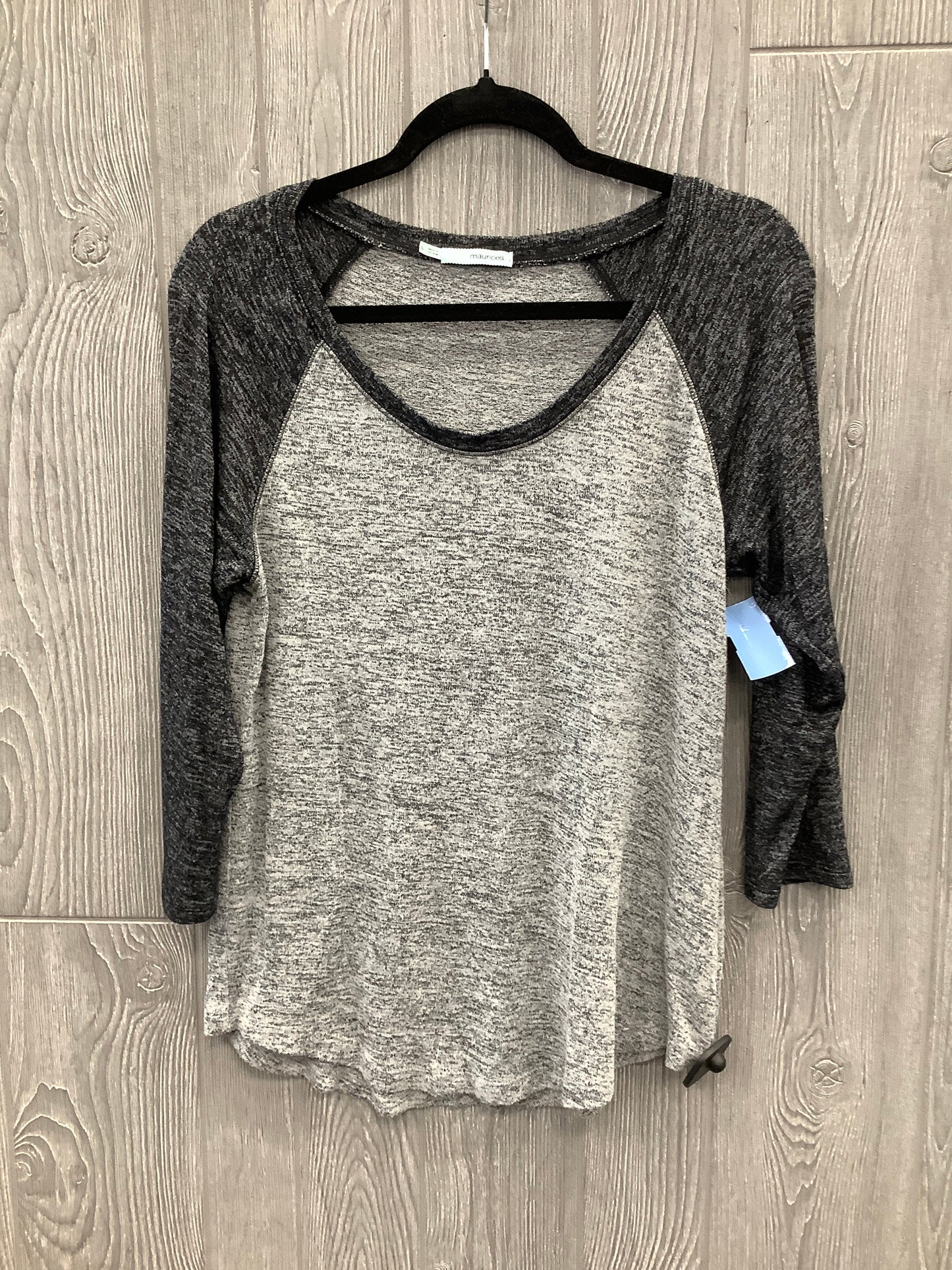 Top Long Sleeve By Maurices In Black & Grey, Size: L