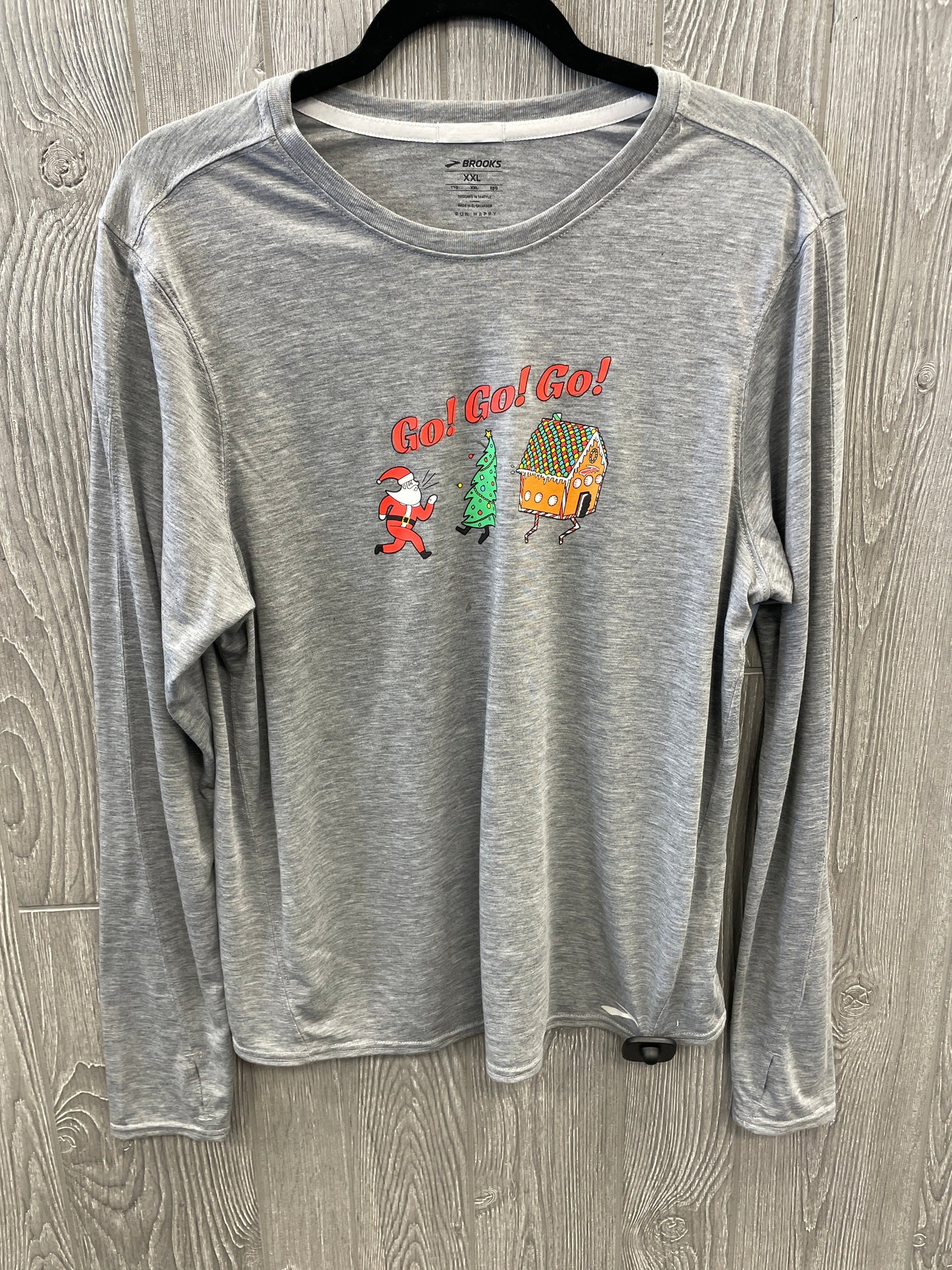 Top Long Sleeve By Brooks In Grey, Size: Xxl