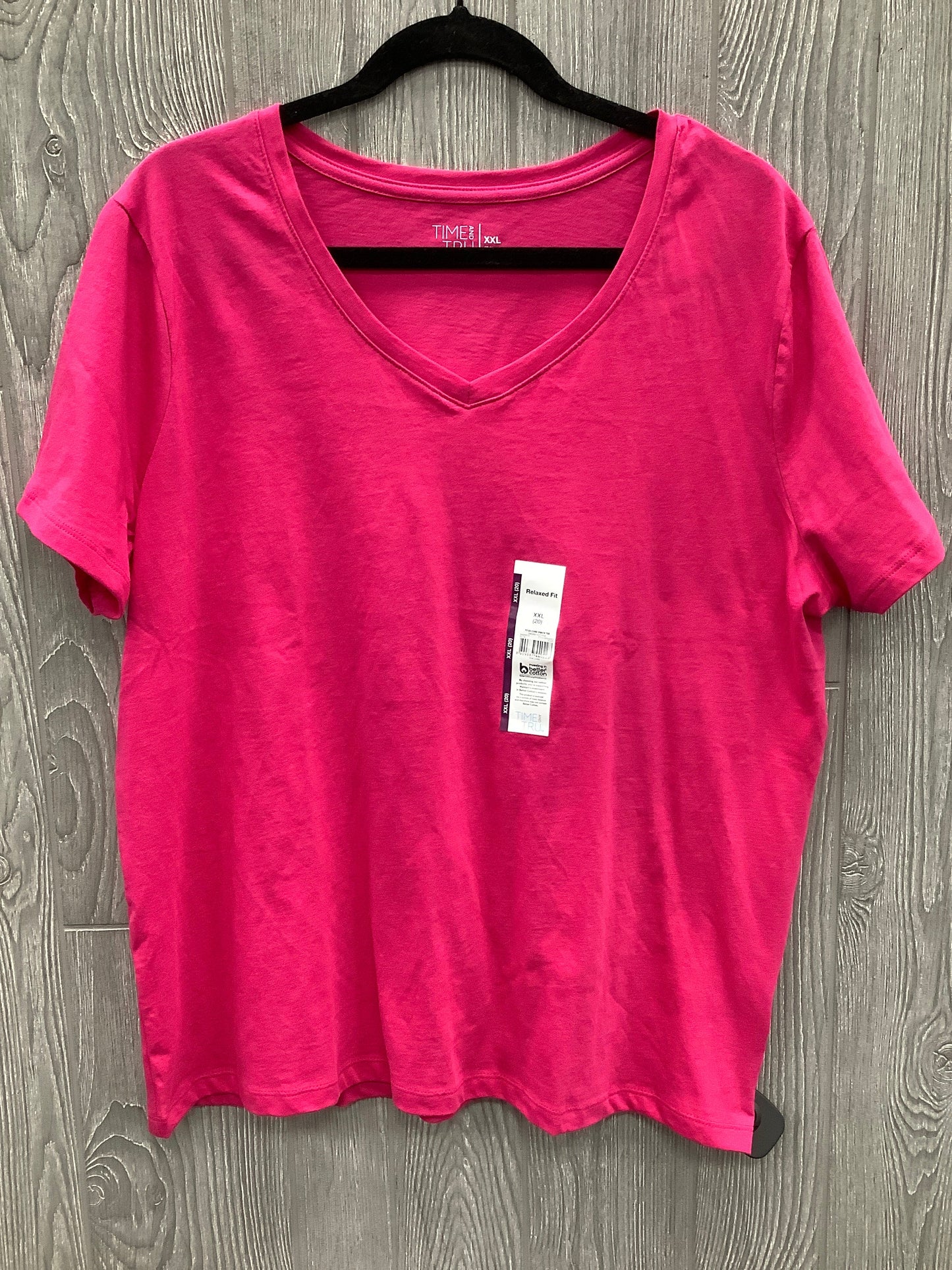 Top Short Sleeve Basic By Time And Tru In Pink, Size: Xxl