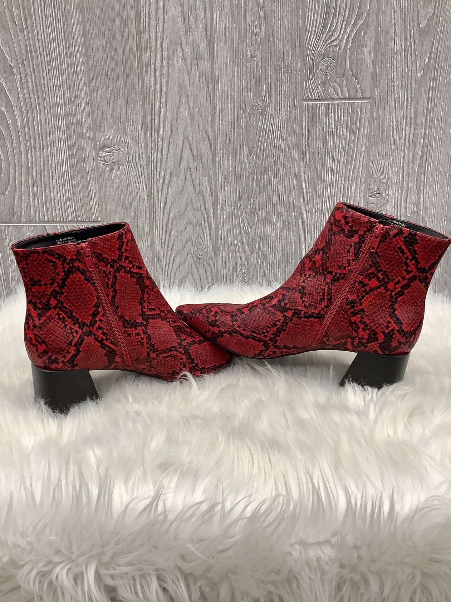 Boots Ankle Heels By Bar Iii In Black & Red, Size: 9