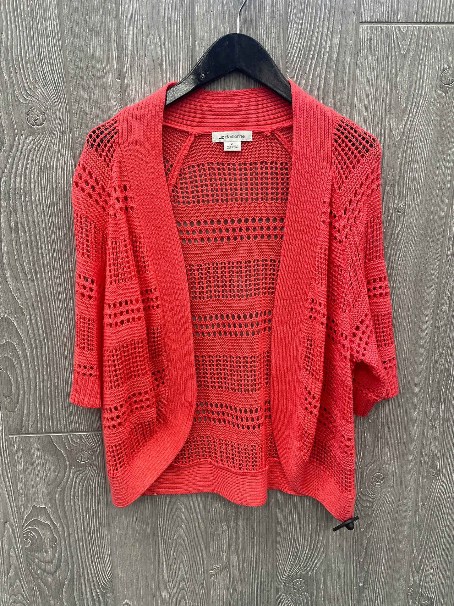 Cardigan By Liz Claiborne In Coral, Size: Xl