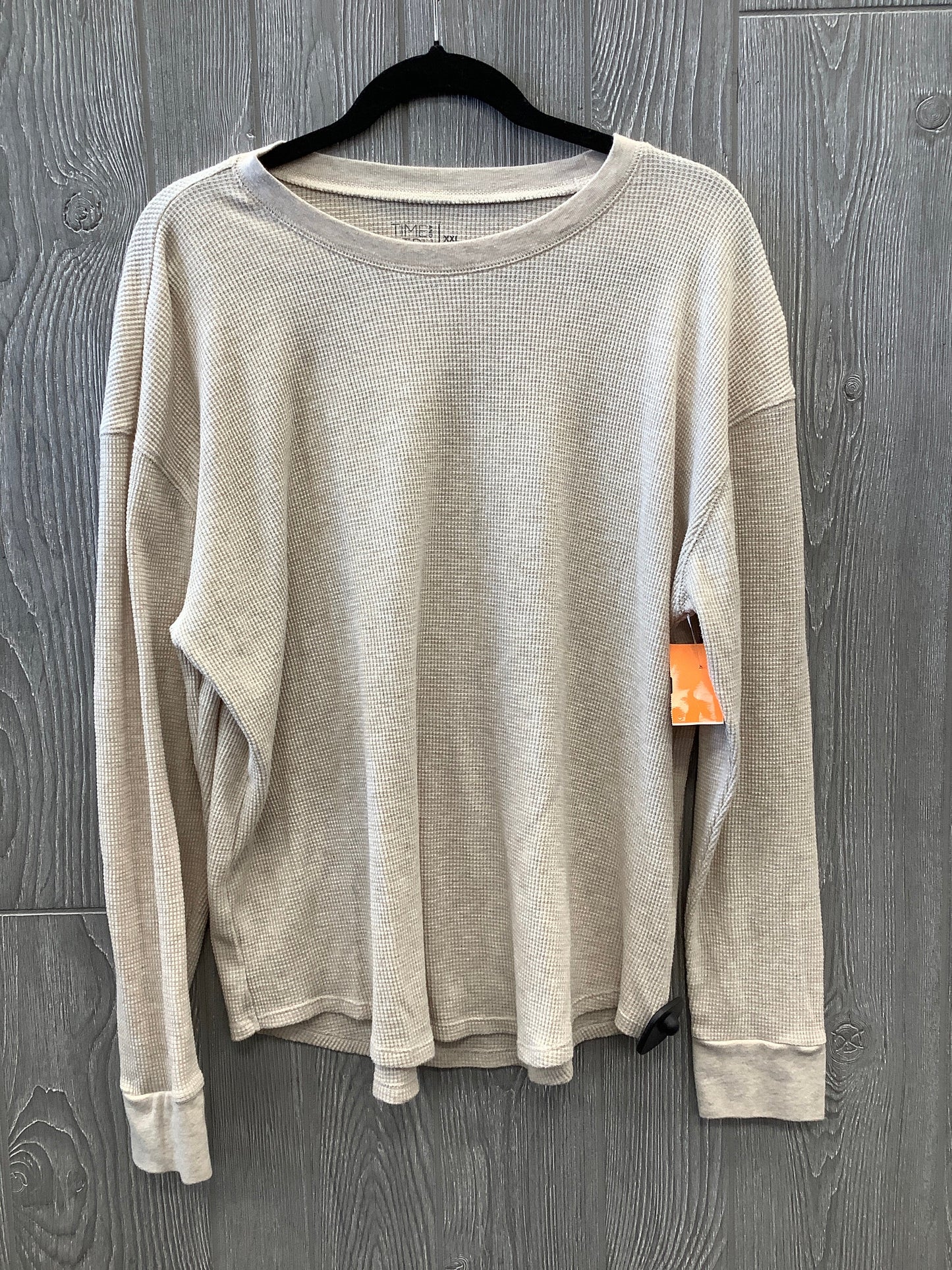 Top Long Sleeve By Time And Tru In Tan, Size: Xxl