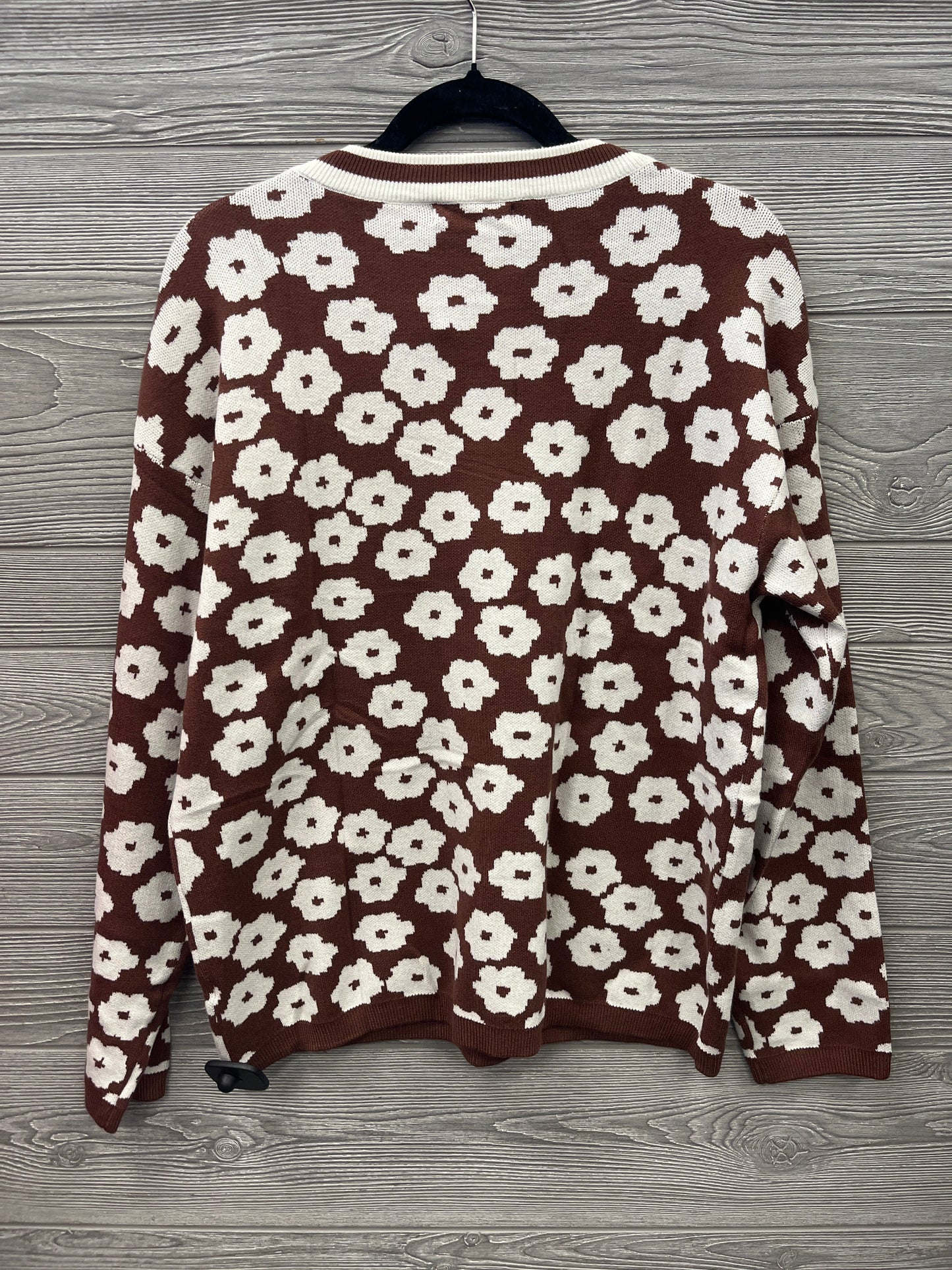 Sweatshirt Crewneck By Clothes Mentor In Brown & White, Size: L