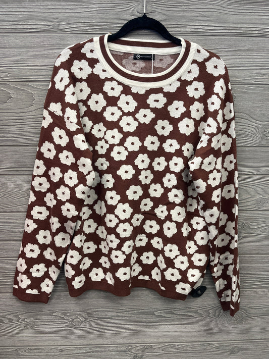 Sweatshirt Crewneck By Clothes Mentor In Brown & White, Size: L