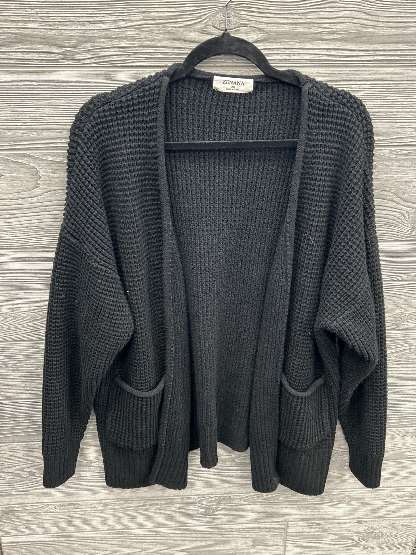 Cardigan By Zenana Outfitters In Black, Size: 2x