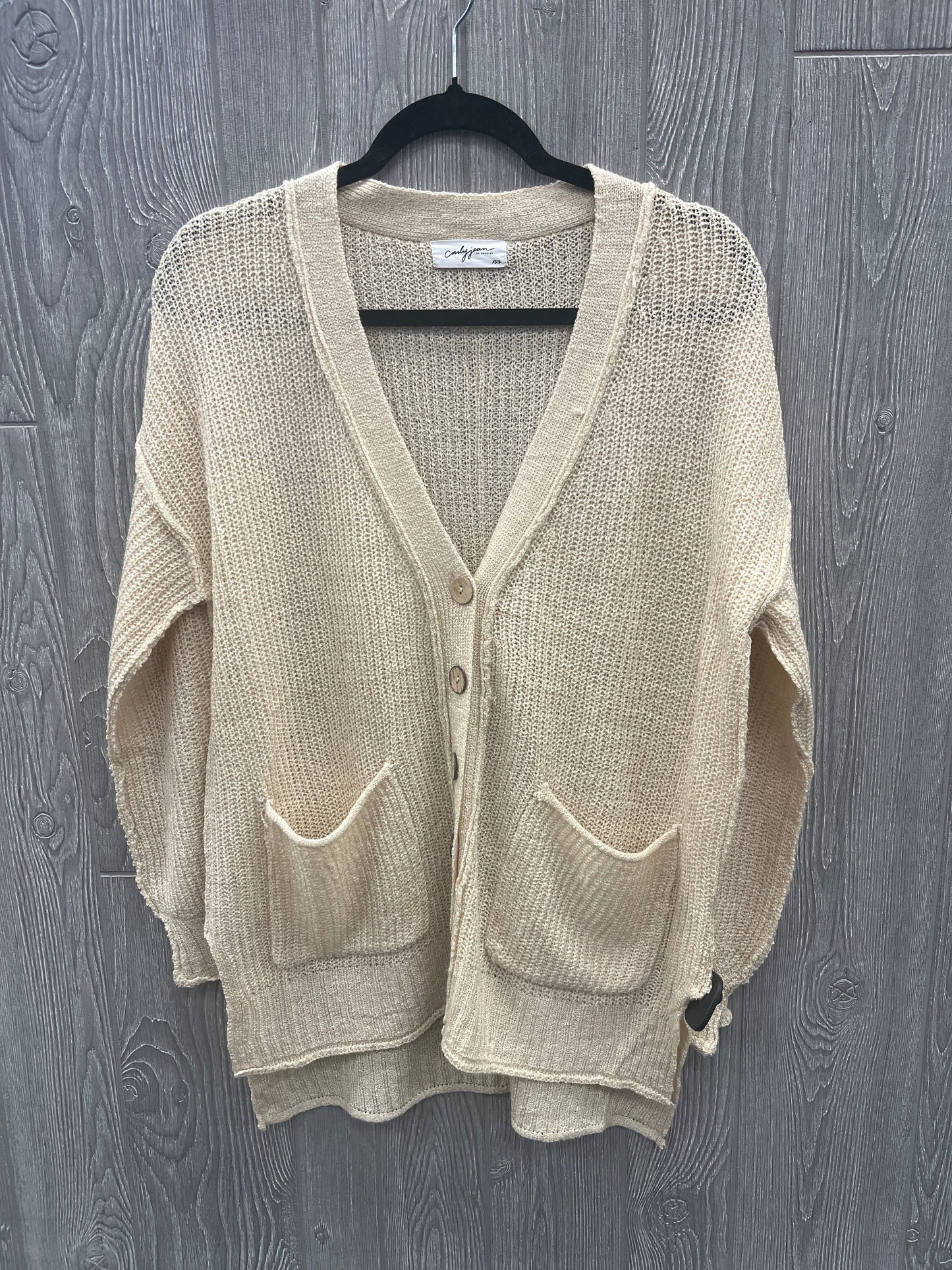 Sweater Cardigan By Clothes Mentor In Tan, Size: Xs