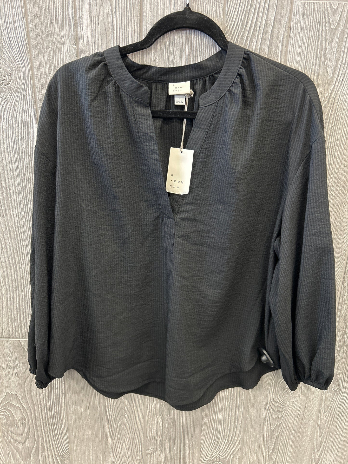 Top Long Sleeve By A New Day In Black, Size: L