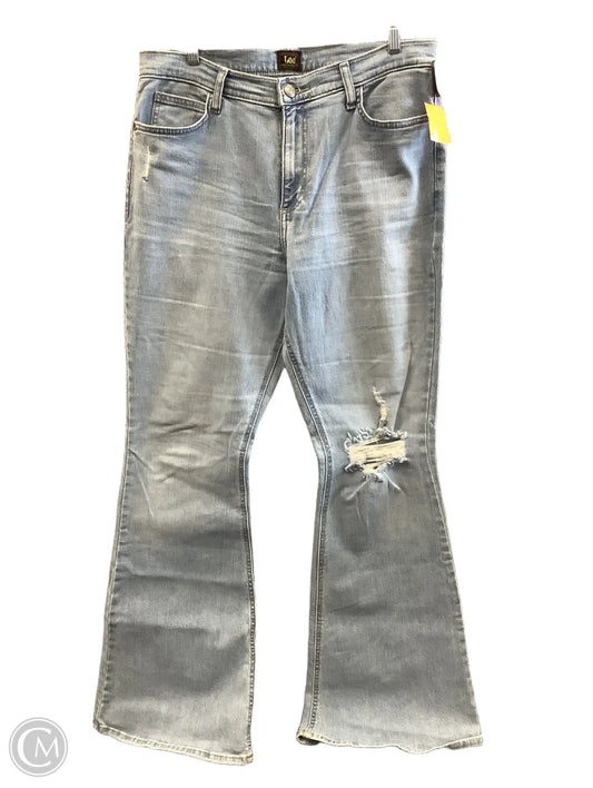 Jeans Flared By Lee In Blue Denim, Size: 12