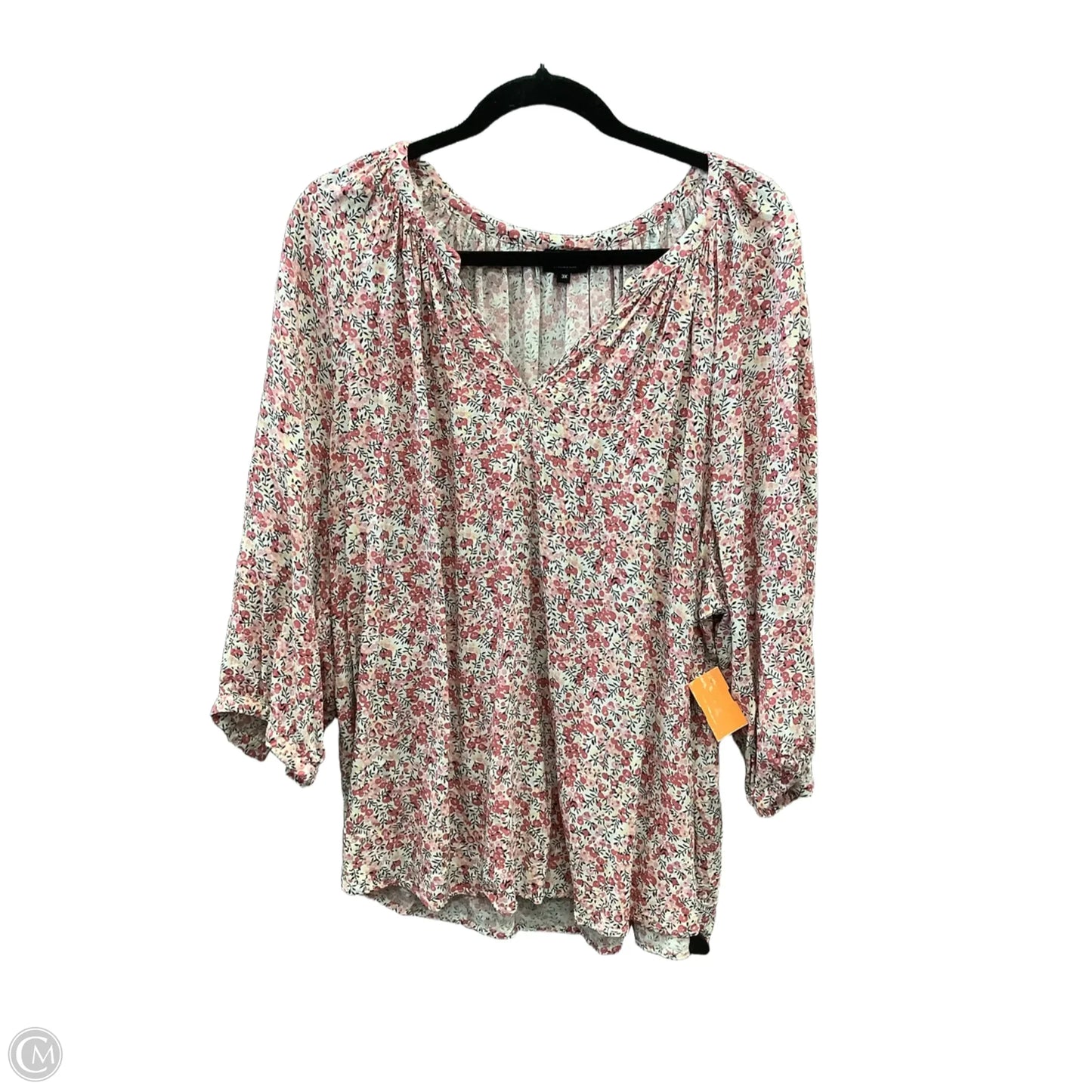 Blouse Long Sleeve By Jones And Co In Pink, Size: 3x