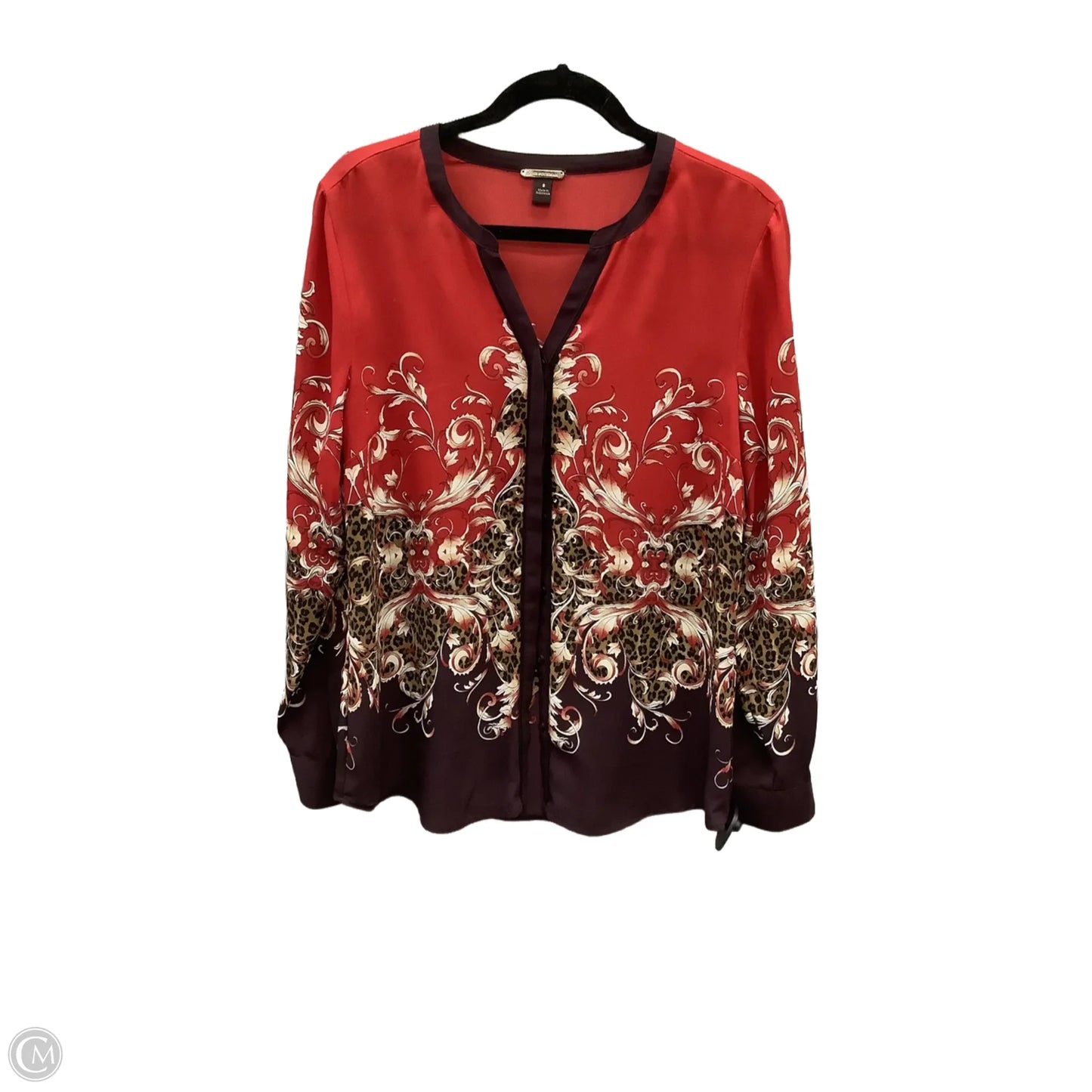 Blouse Long Sleeve By Dana Buchman In Red, Size: M