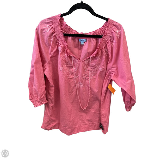 Blouse Long Sleeve By Izod In Pink, Size: Xl