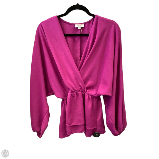 Blouse Long Sleeve By Andree By Unit In Purple, Size: M