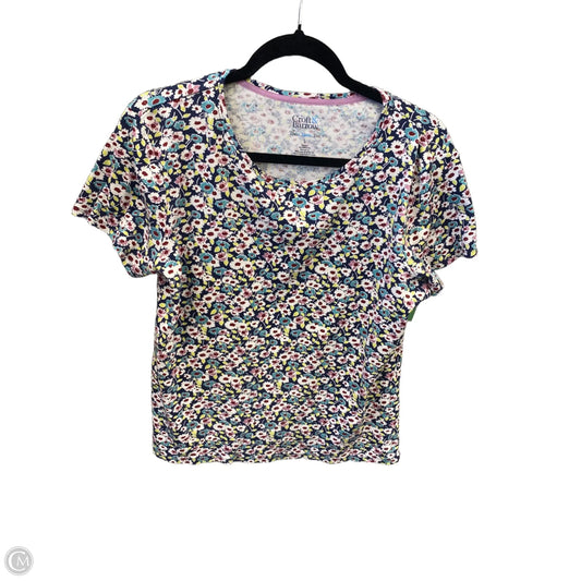 Top Short Sleeve By Croft And Barrow In Floral Print, Size: L