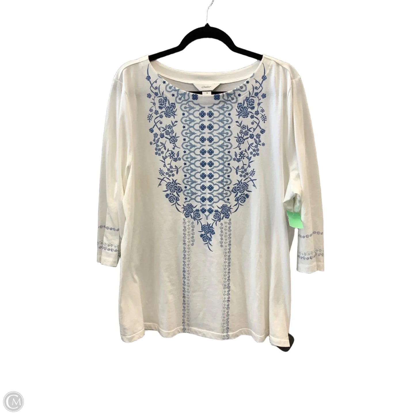 Top Long Sleeve By Cj Banks In White, Size: 1x