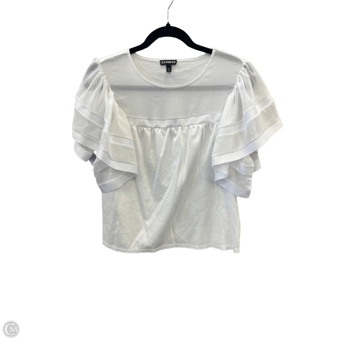 Top Short Sleeve By Express In White, Size: Xs