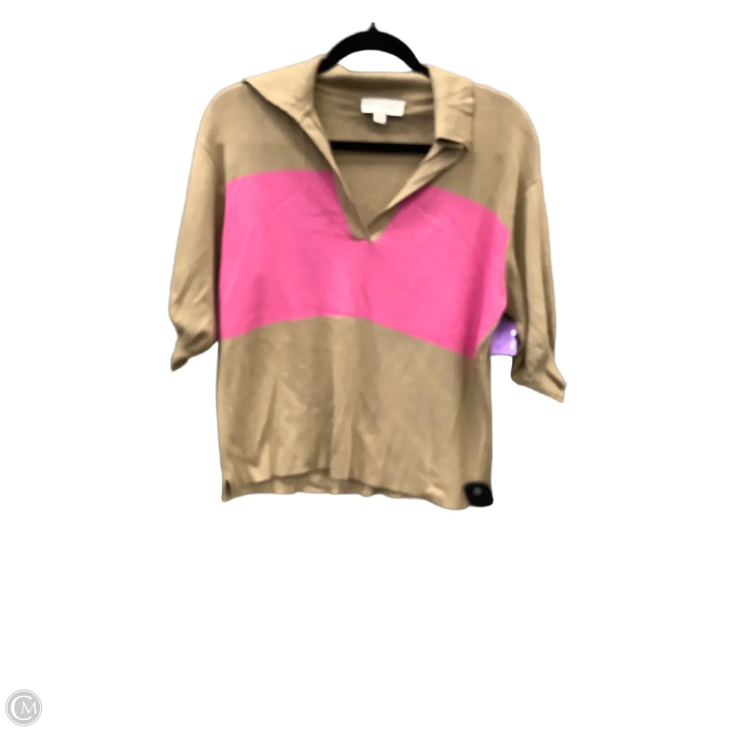 Top Short Sleeve By Free Assembly In Brown & Pink, Size: M