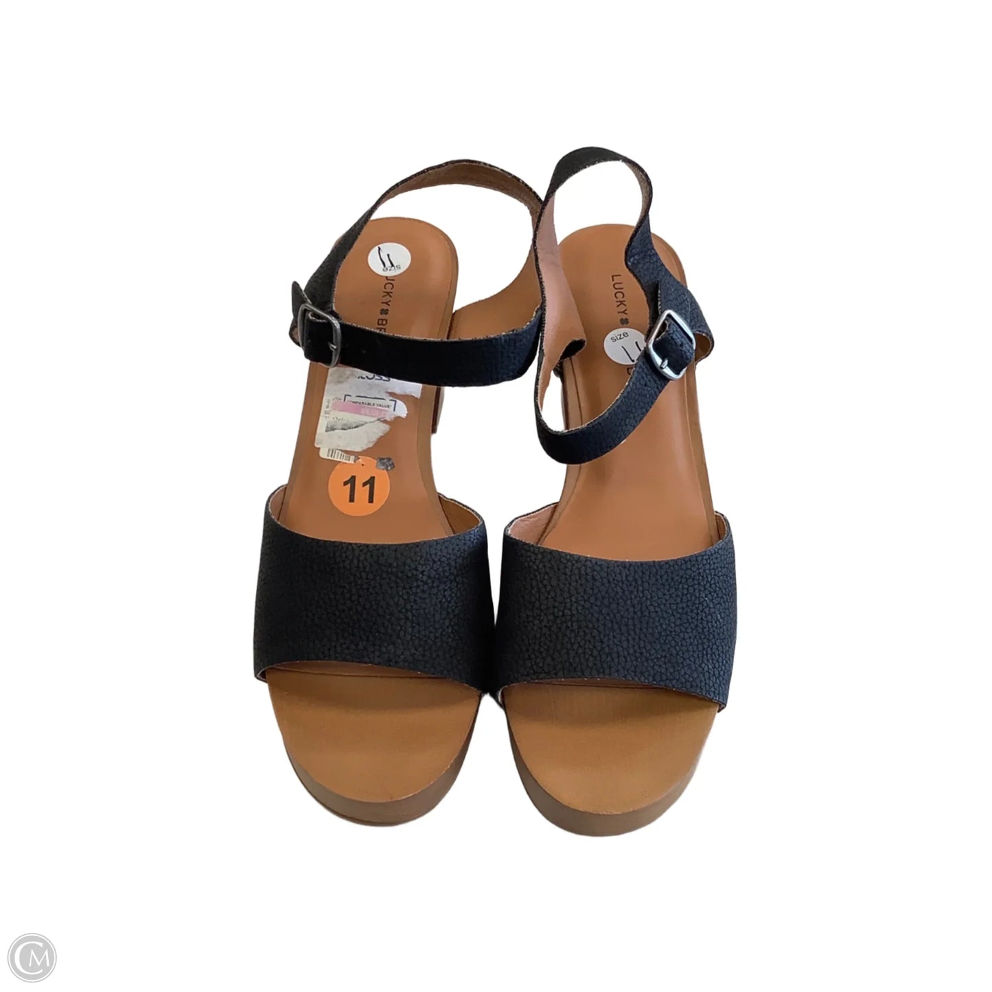 Sandals Heels Block By Lucky Brand In Black & Brown, Size: 11