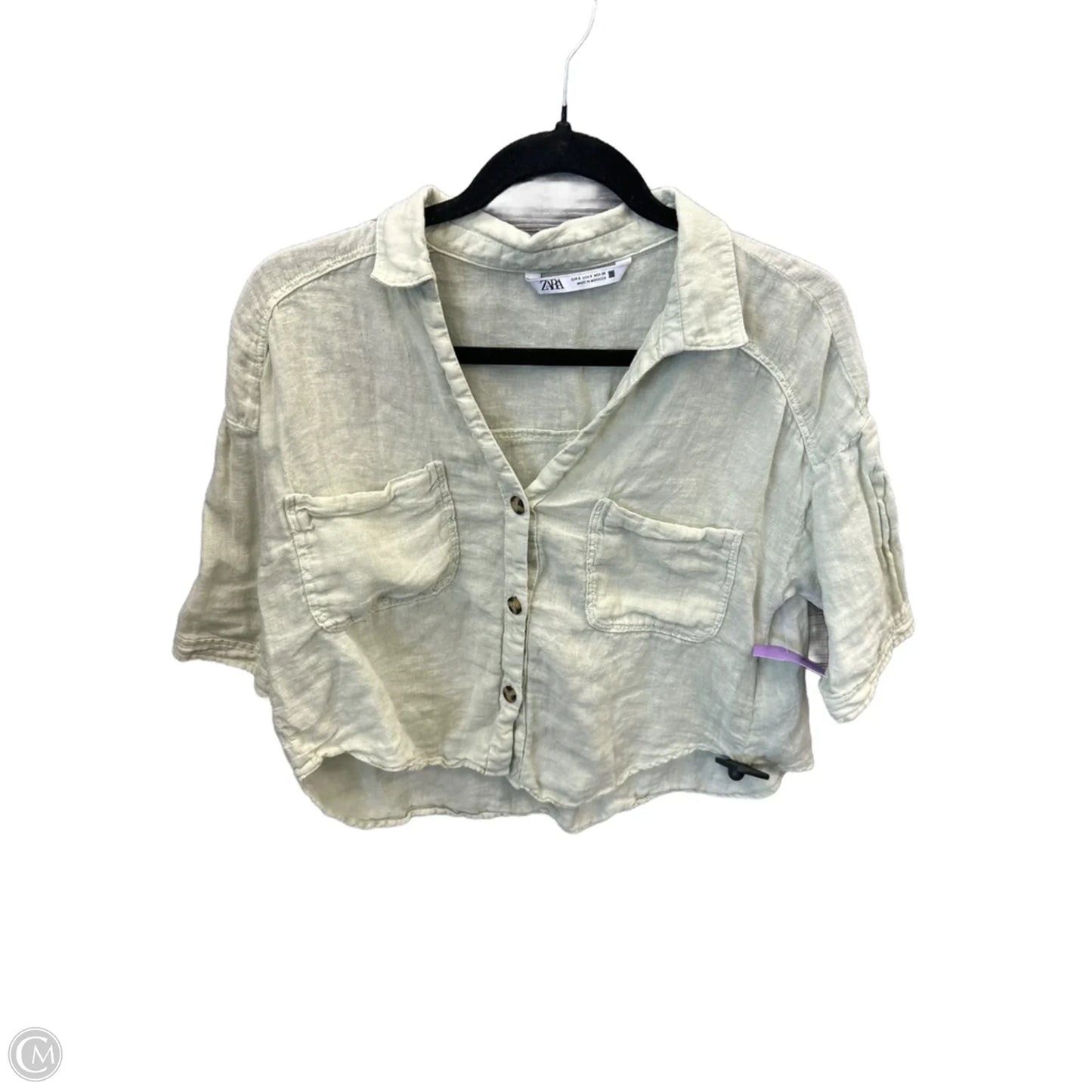 Top Short Sleeve By Zara In Green, Size: S