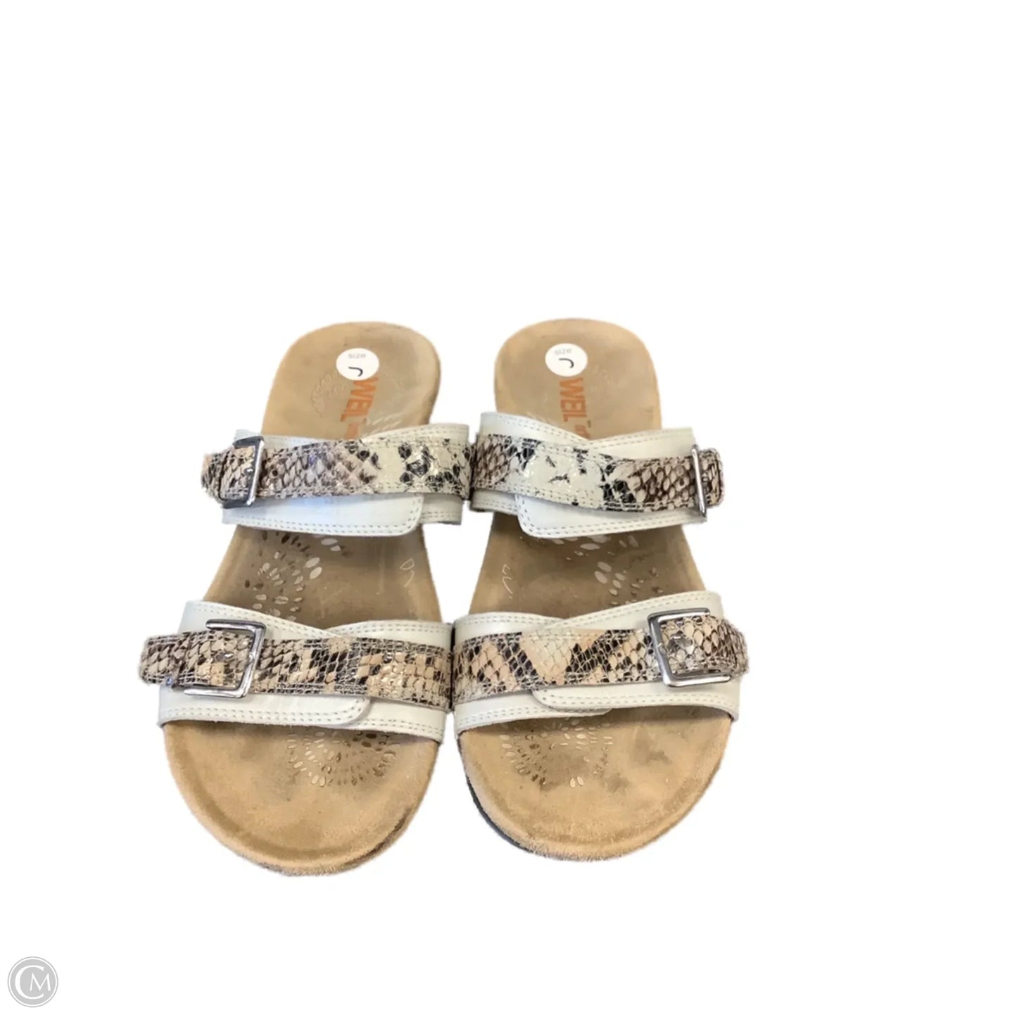 Sandals Flats By Clothes Mentor In Snakeskin Print, Size: 7