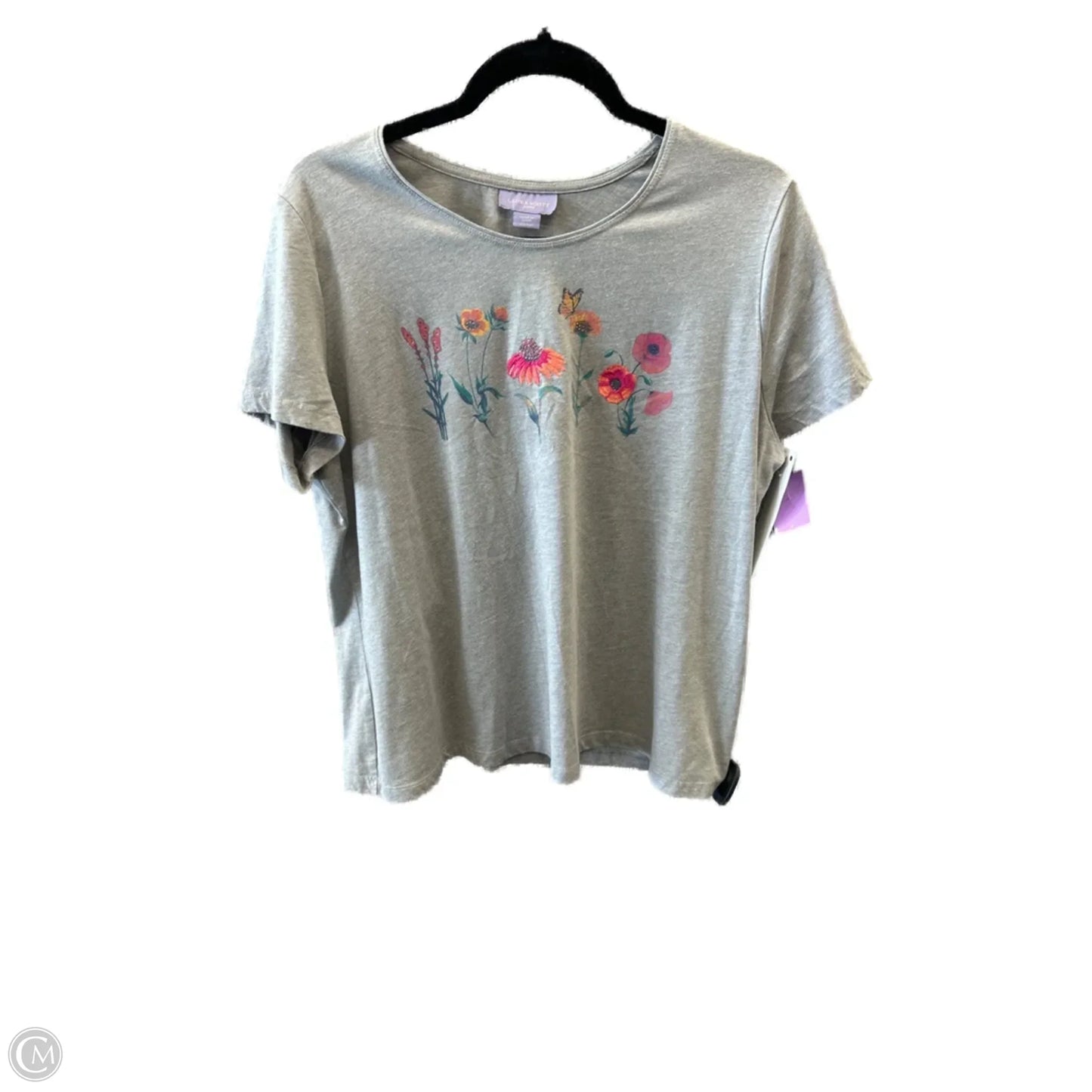 Top Short Sleeve By Laura Scott In Grey, Size: Xlp