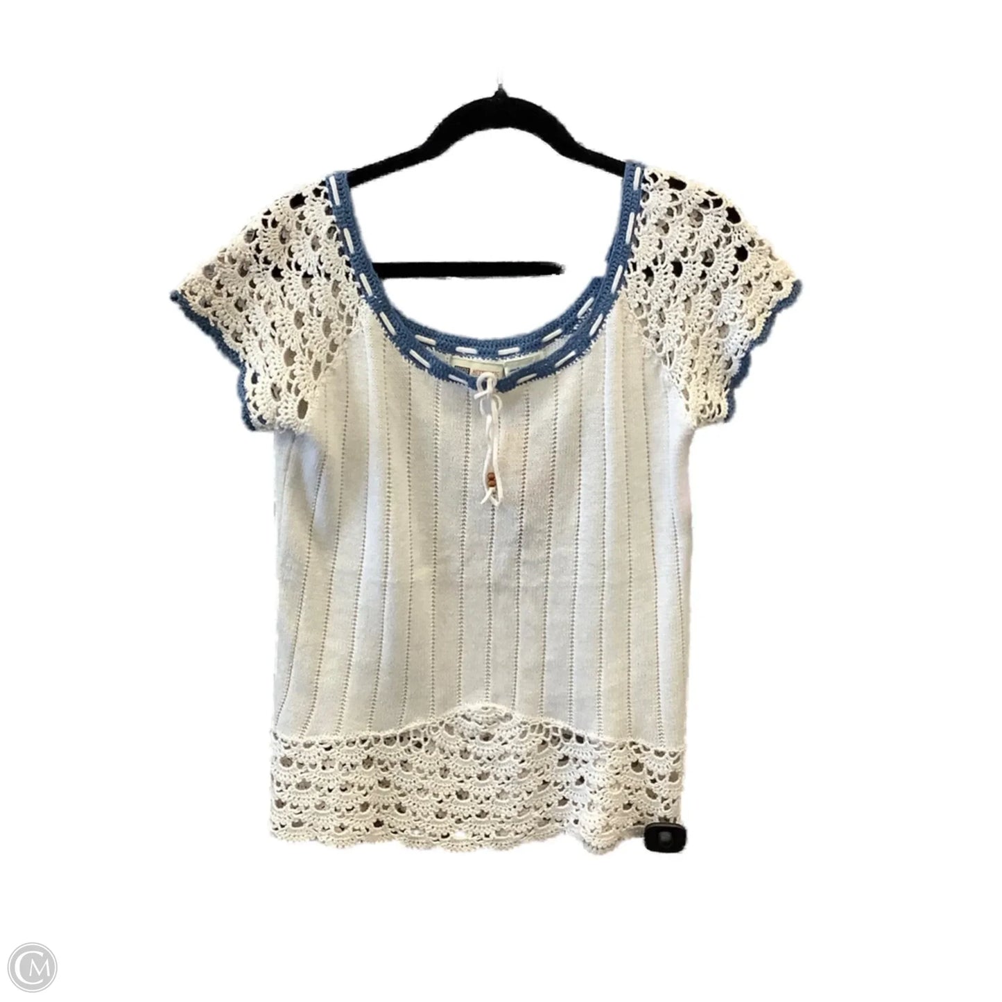 Top Short Sleeve By Faded Glory In Blue & Cream, Size: Xl