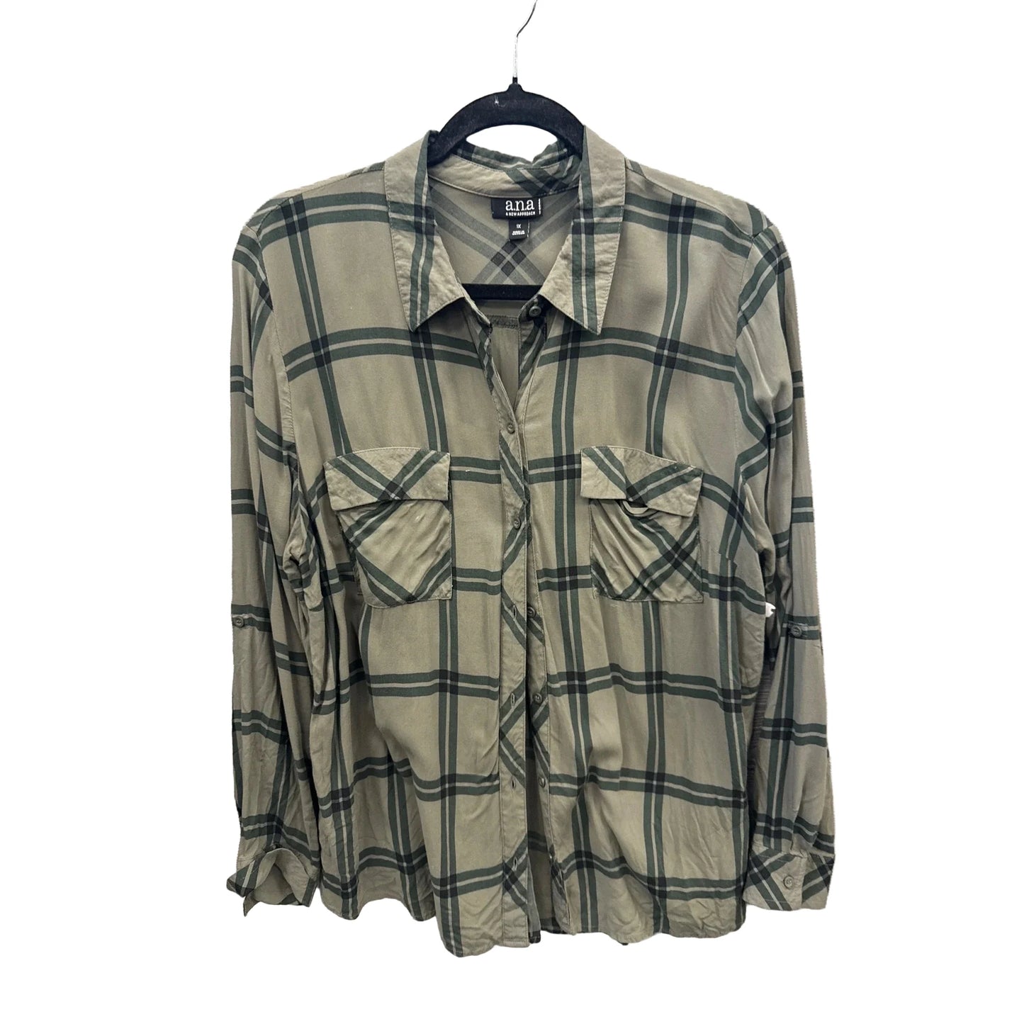 Top Long Sleeve By Ana In Green, Size: 1x