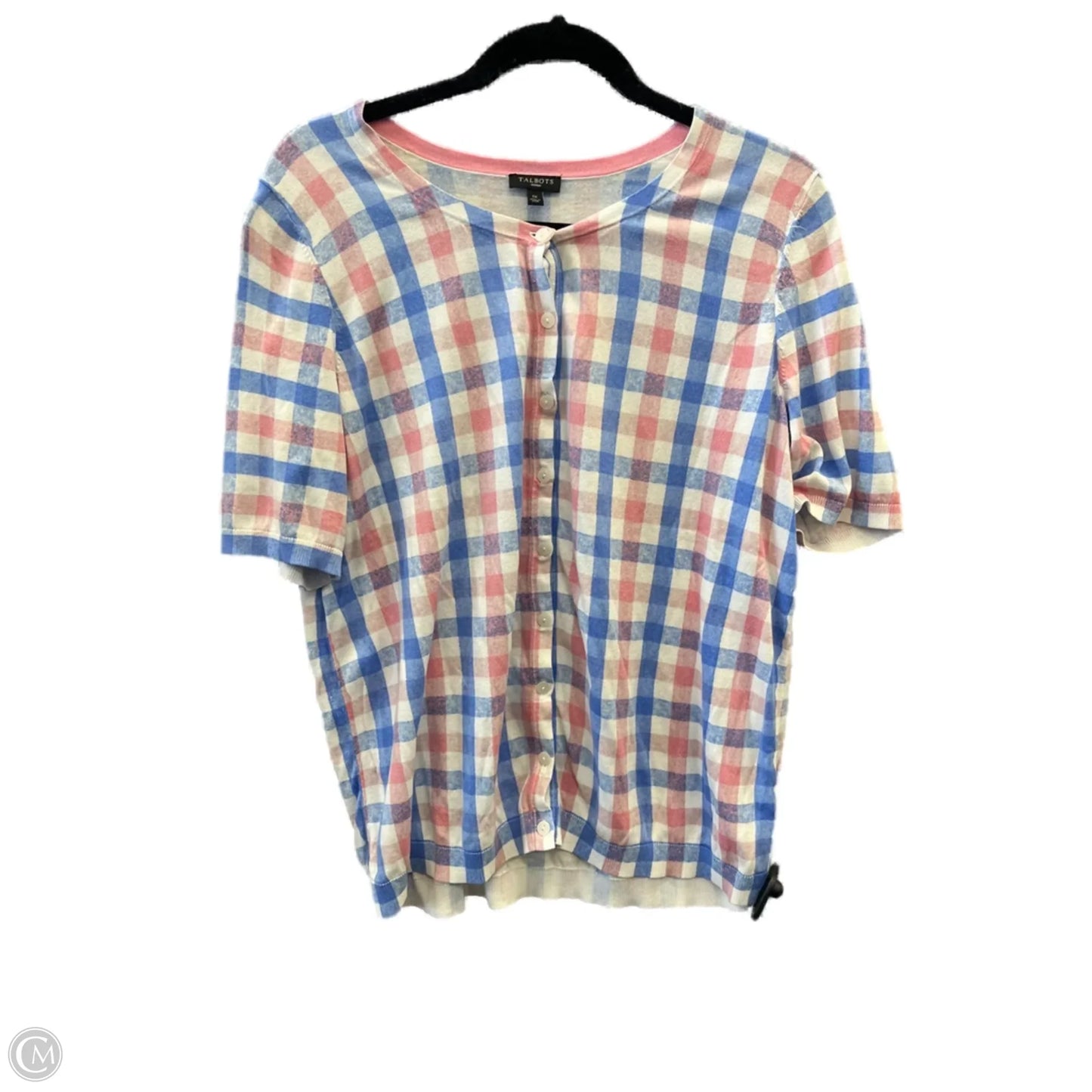 Top Short Sleeve By Talbots In Plaid Pattern, Size: 1x
