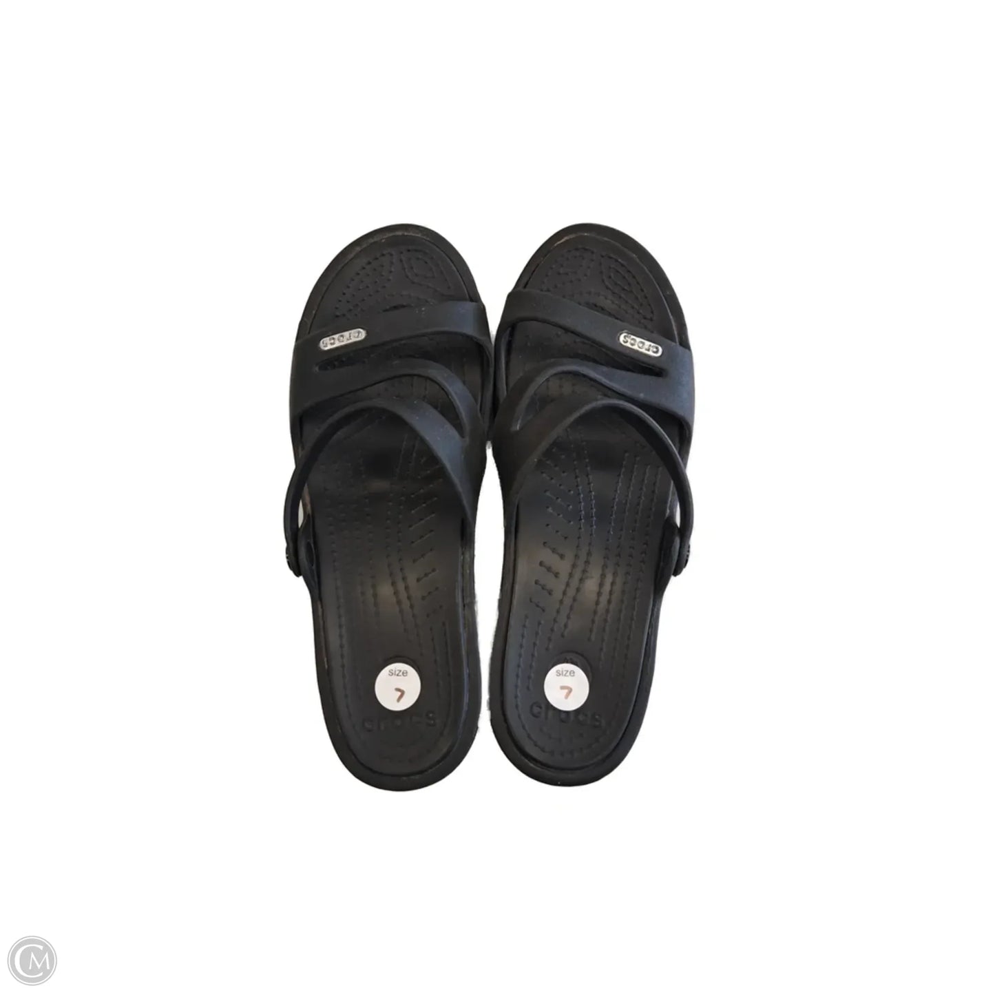 Sandals Flats By Crocs In Black, Size: 7