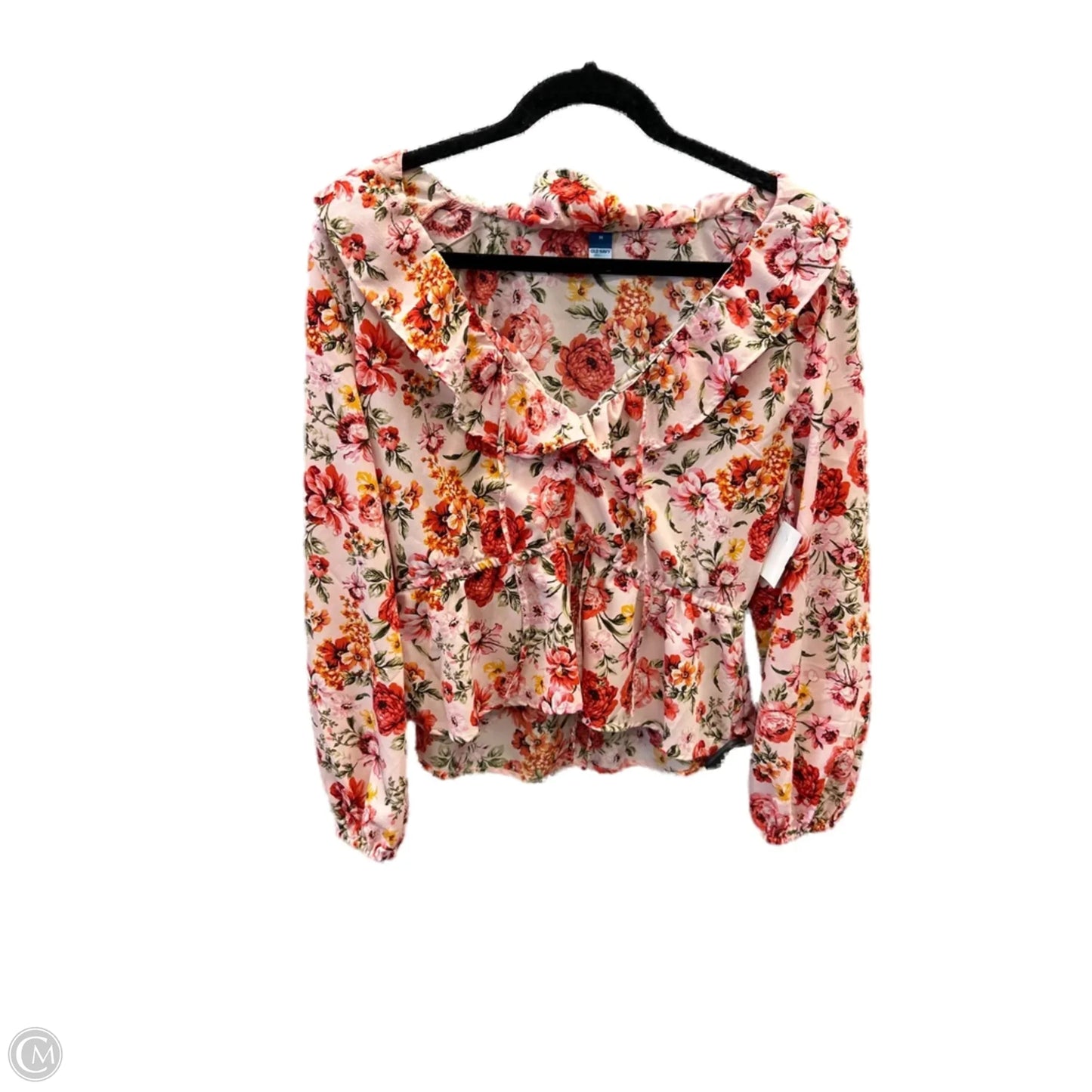 Blouse Long Sleeve By Old Navy In Floral Print, Size: M