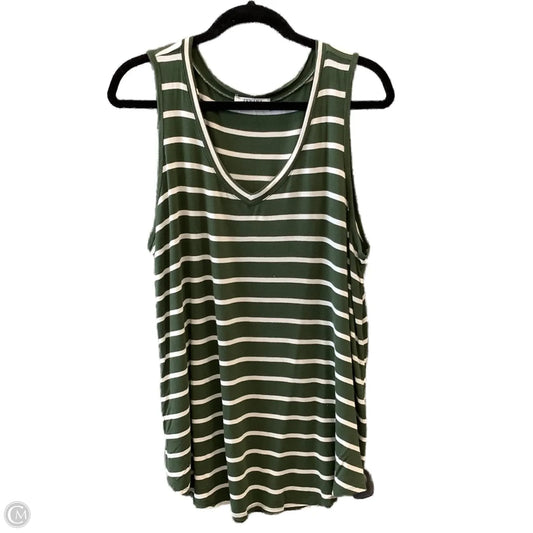 Top Sleeveless By Zenana Outfitters In Green & White, Size: 1x