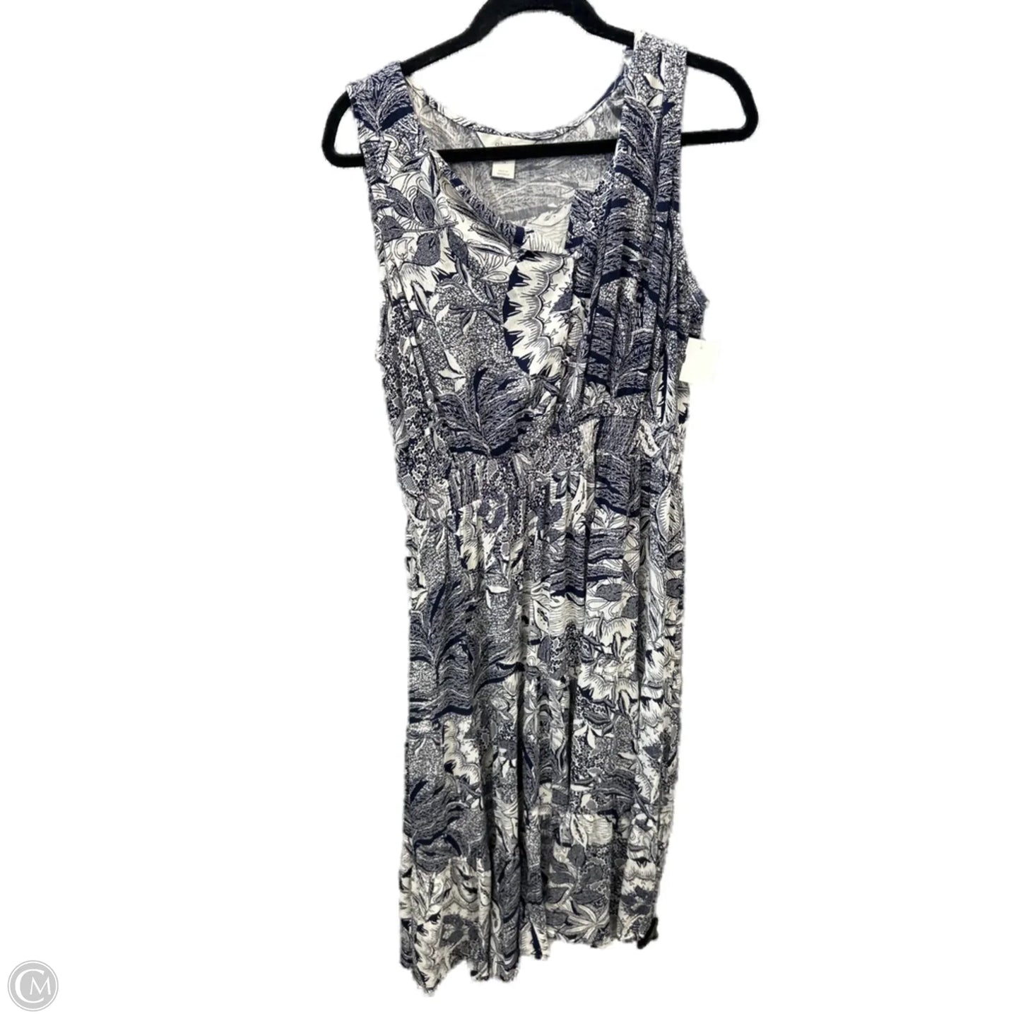 Dress Casual Midi By Cj Banks In Blue & White, Size: 1x