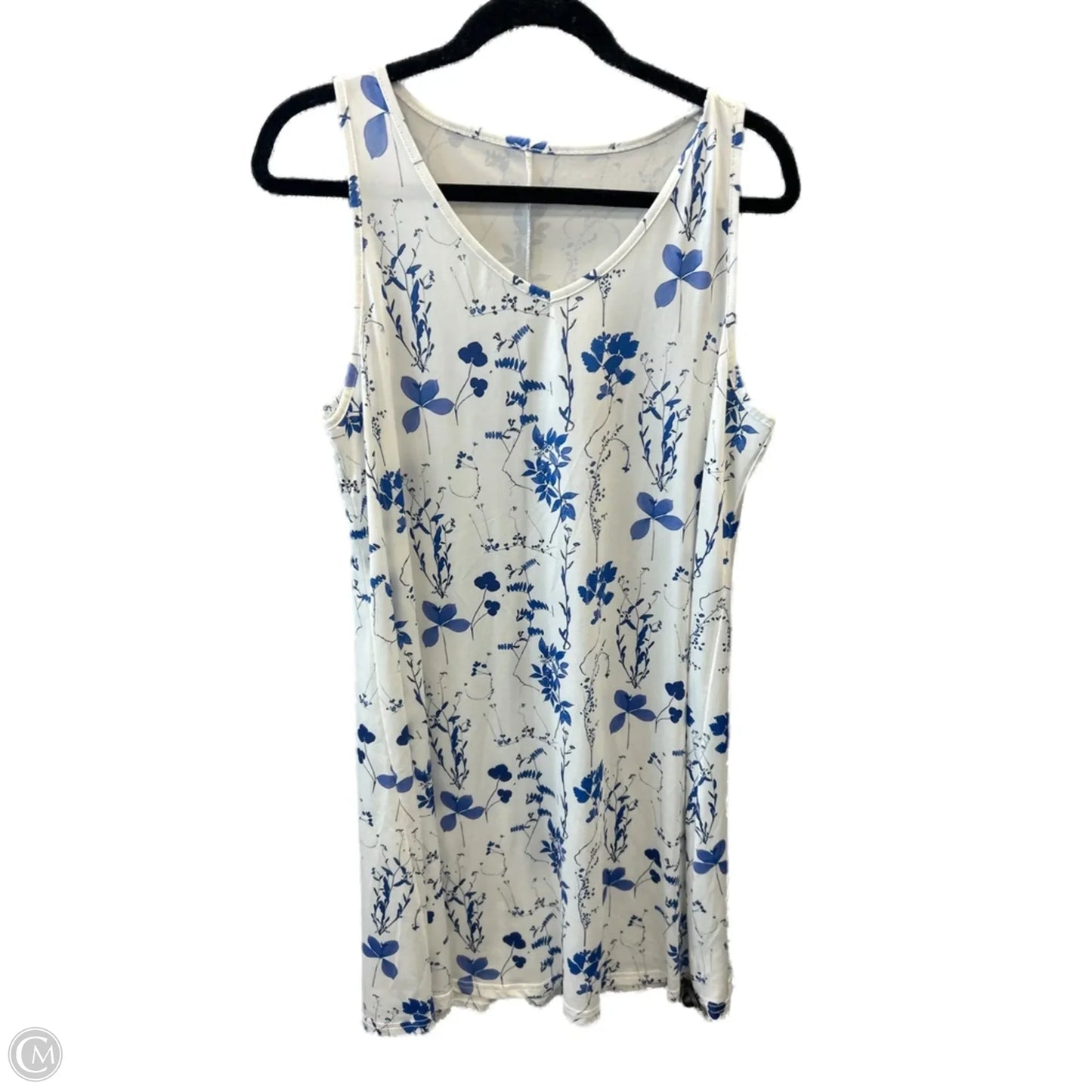 Dress Casual Midi By Clothes Mentor In Blue & White, Size: Xl