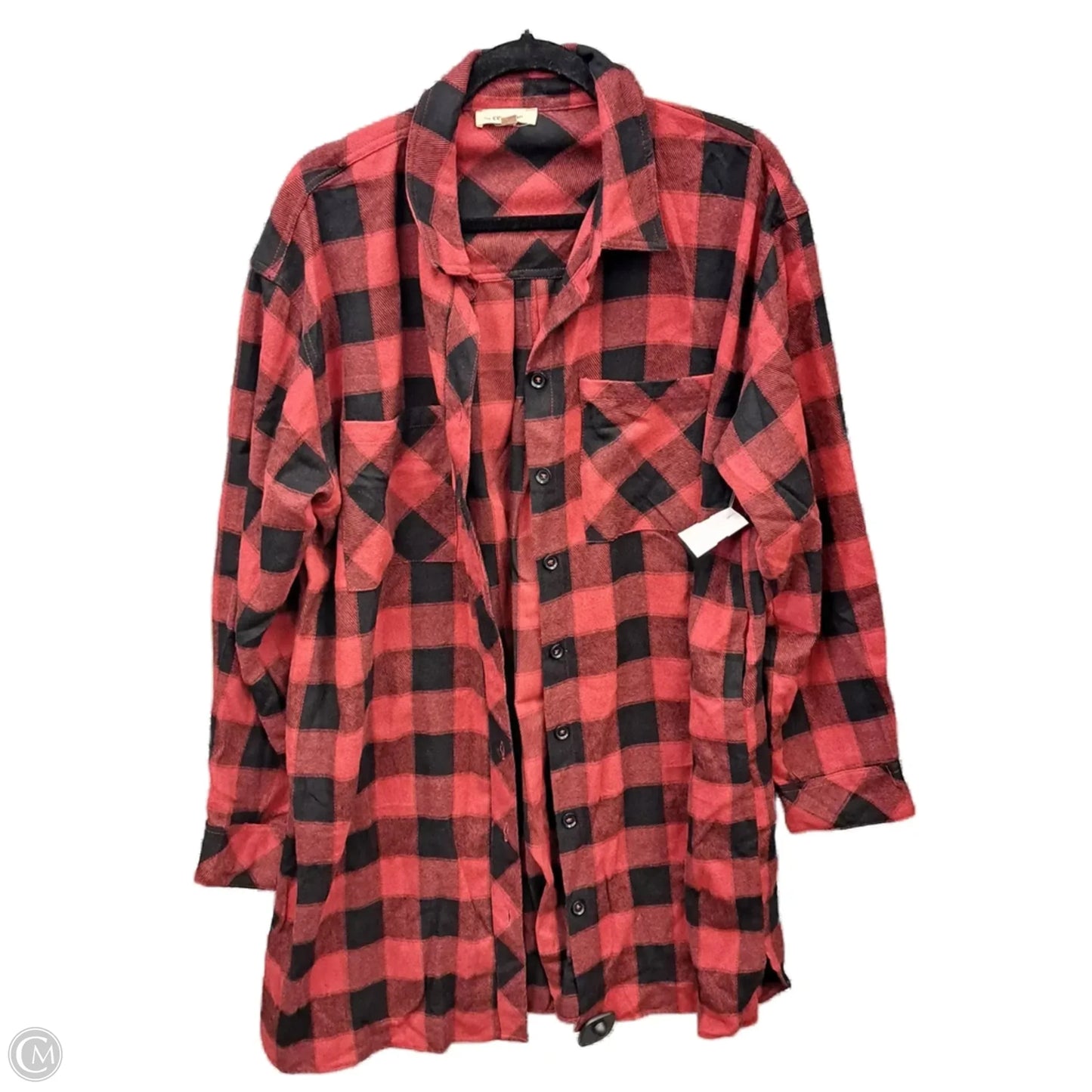 Jacket Shirt By Ee Some In Plaid Pattern, Size: L
