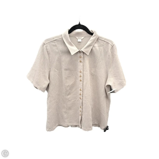 Top Short Sleeve By Christopher And Banks In Beige, Size: L