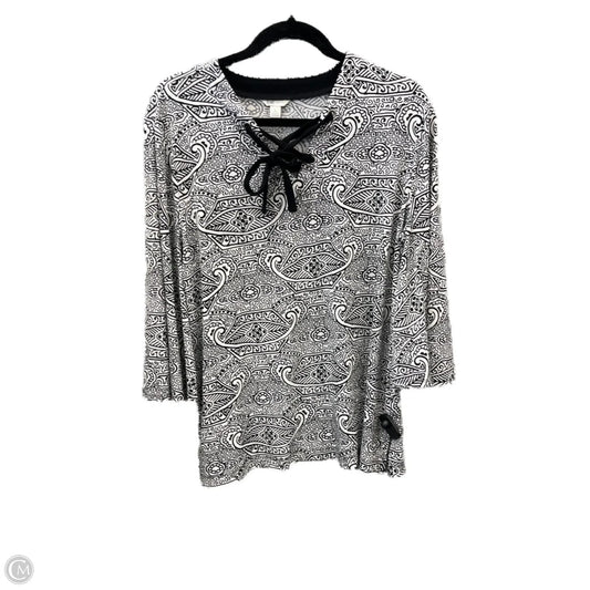 Top Long Sleeve By Cato In Black & White, Size: L