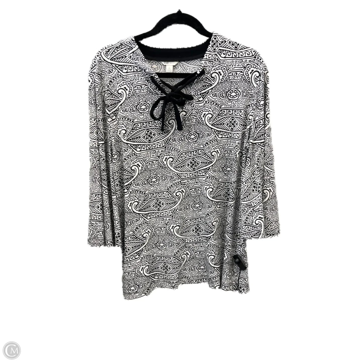 Top Long Sleeve By Cato In Black & White, Size: L