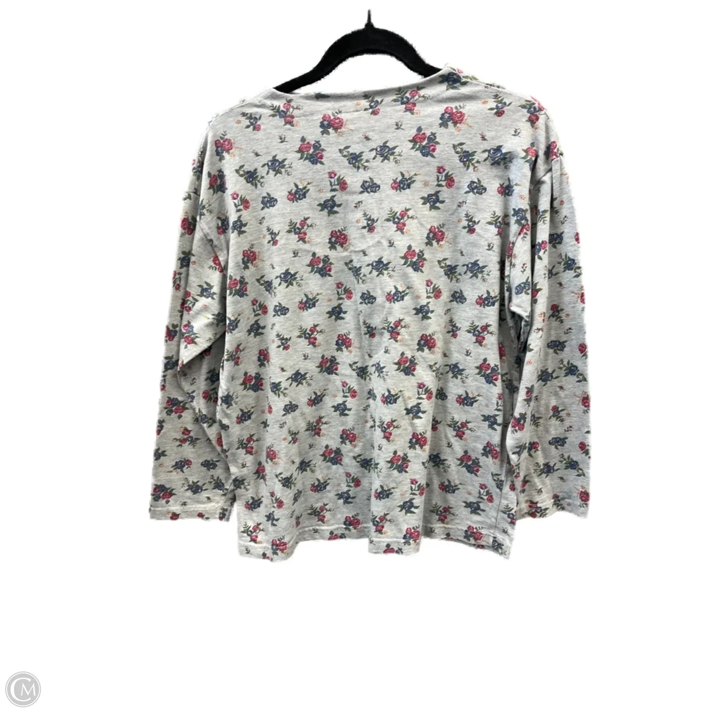 Top Long Sleeve By Basics Plus In Grey, Size: L