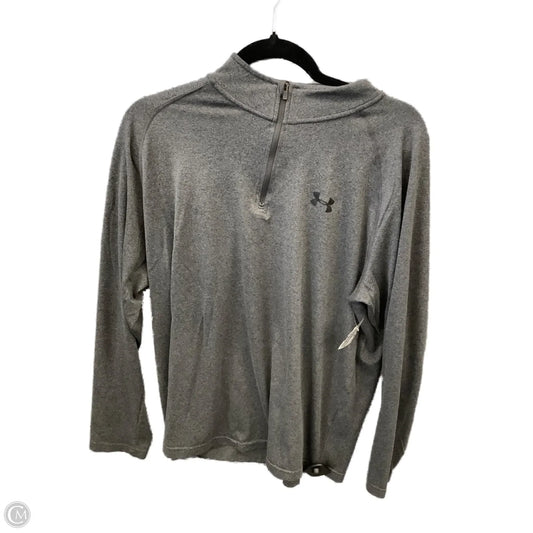 Athletic Top Long Sleeve Crewneck By Under Armour In Grey, Size: L