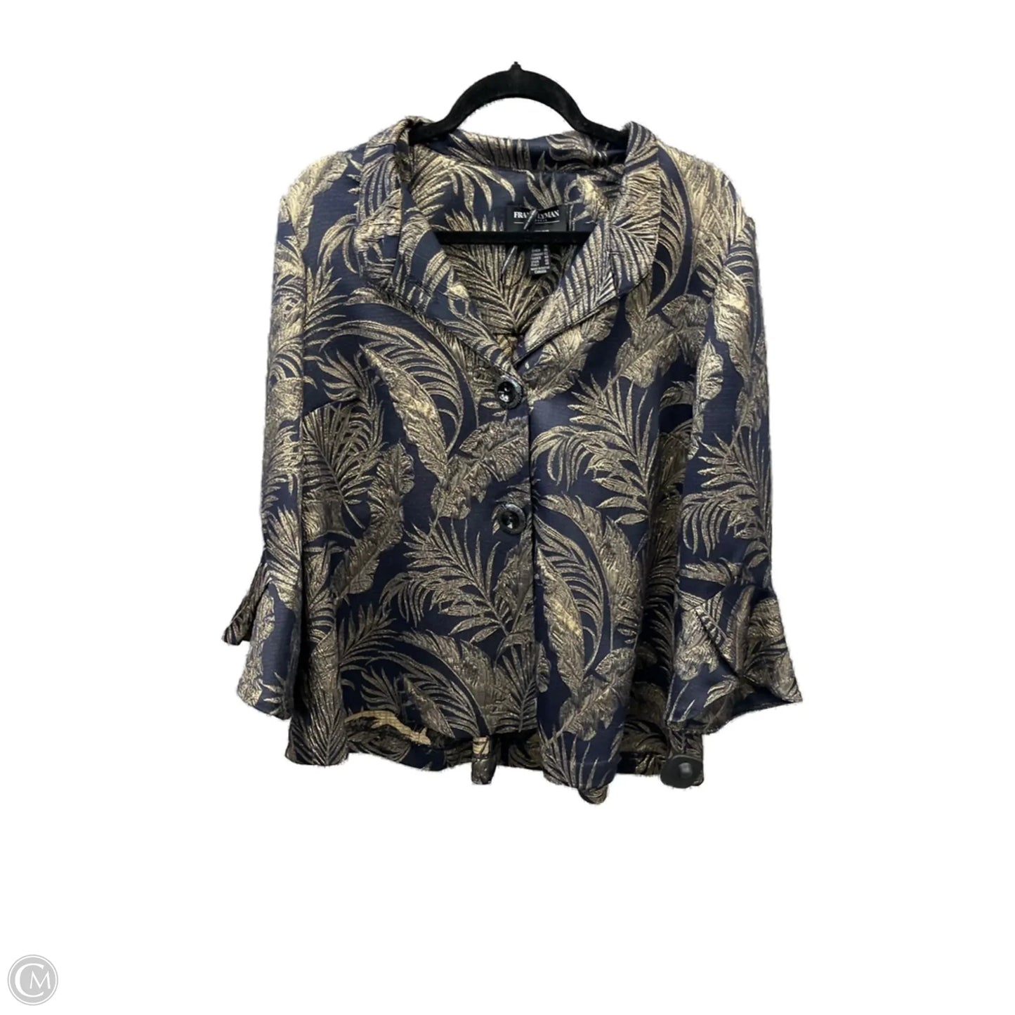 Blazer By Clothes Mentor In Blue & Gold, Size: Xl