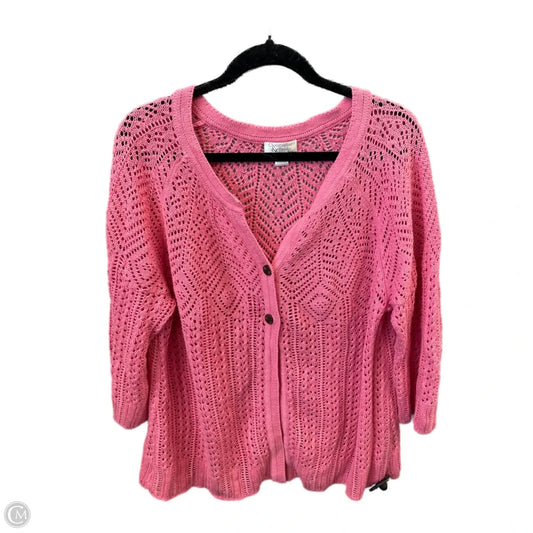Sweater Cardigan By Christopher And Banks In Pink, Size: Xl
