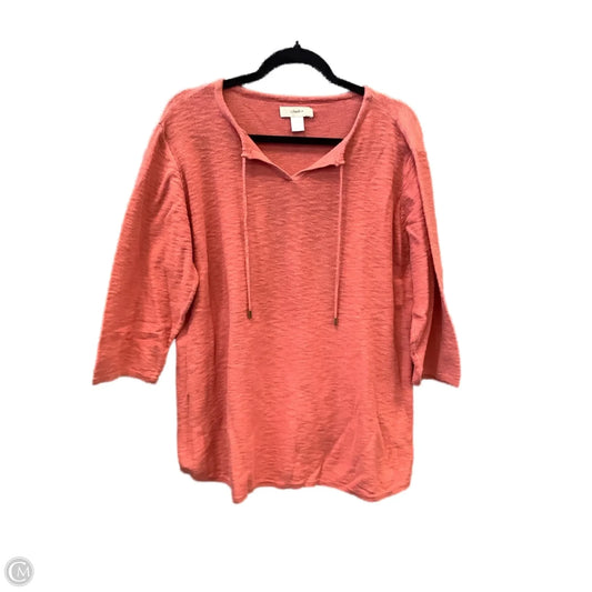 Top 3/4 Sleeve By Cj Banks In Pink, Size: 1x