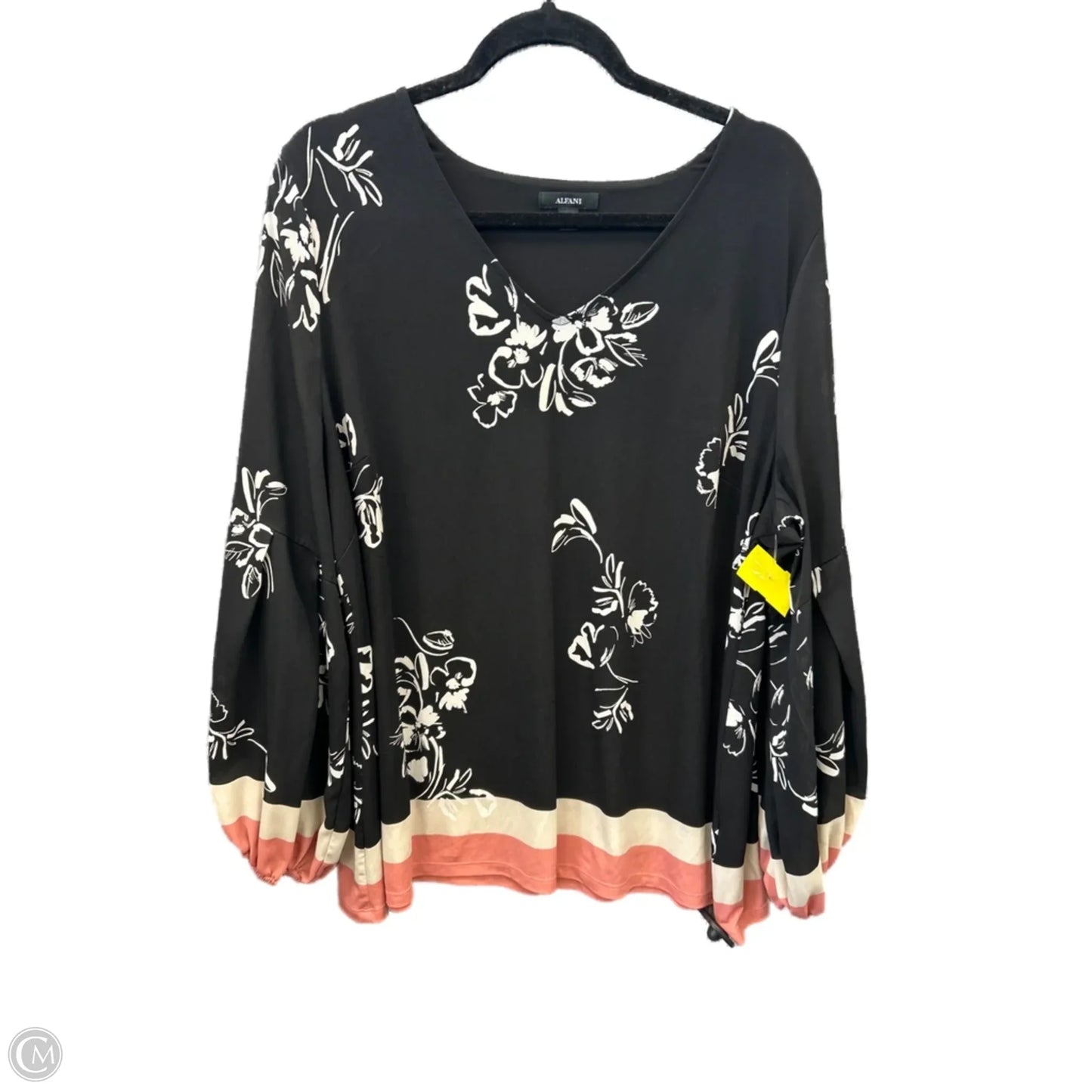 Top Long Sleeve By Alfani In Black & Pink, Size: 2x