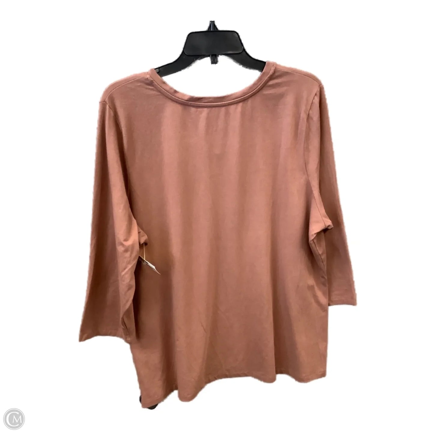 Top Long Sleeve Basic By D&co. In Brown, Size: Xl