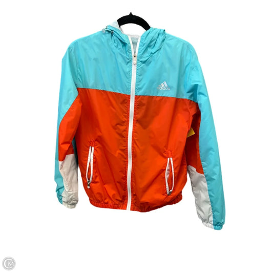 Jacket Windbreaker By Adidas In Blue & Red, Size: L