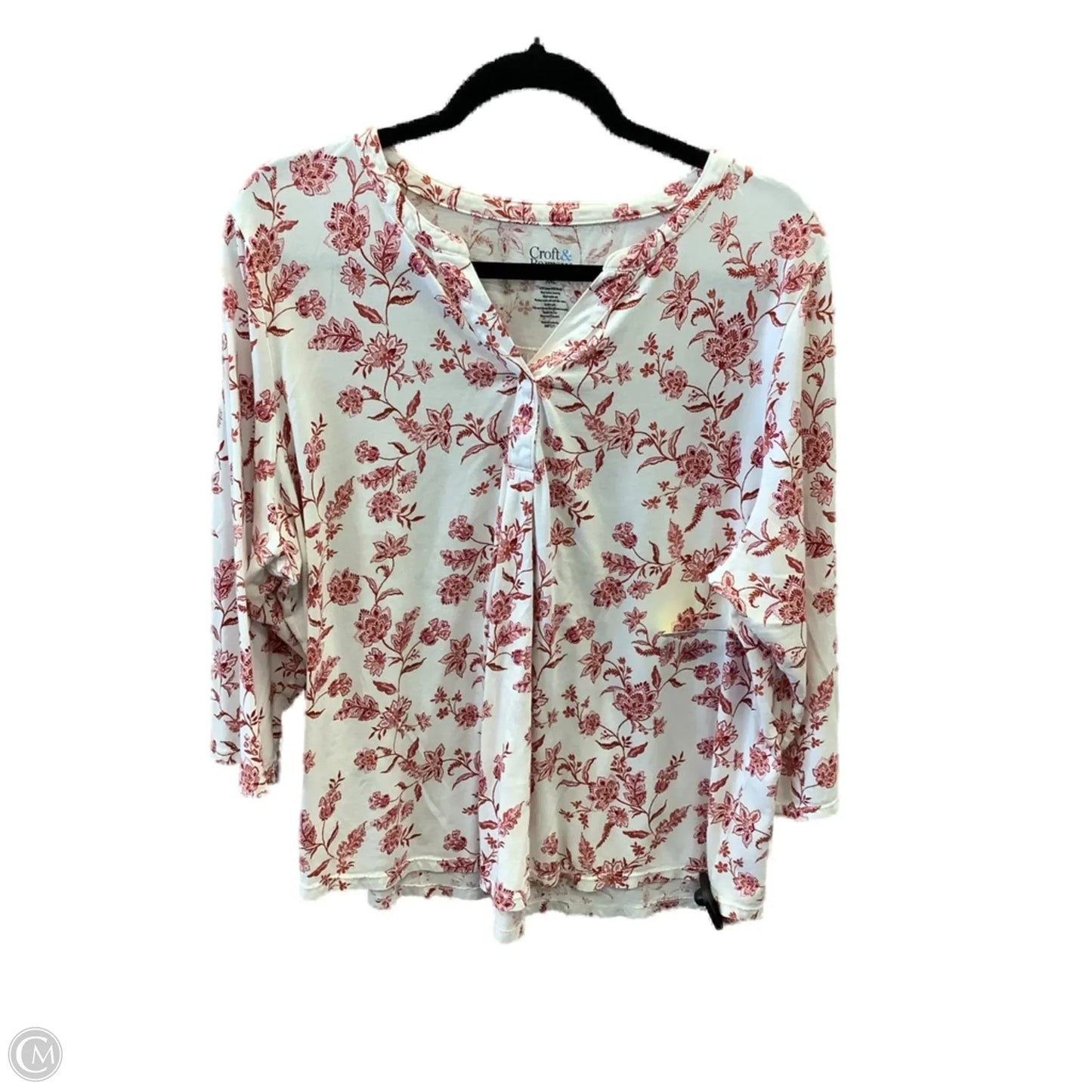 Top Long Sleeve By Croft And Barrow In Orange & White, Size: Xxl