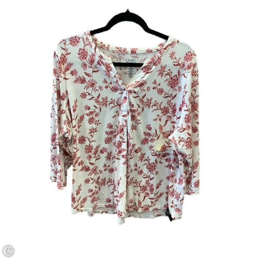 Top Long Sleeve By Croft And Barrow In Orange & White, Size: Xxl