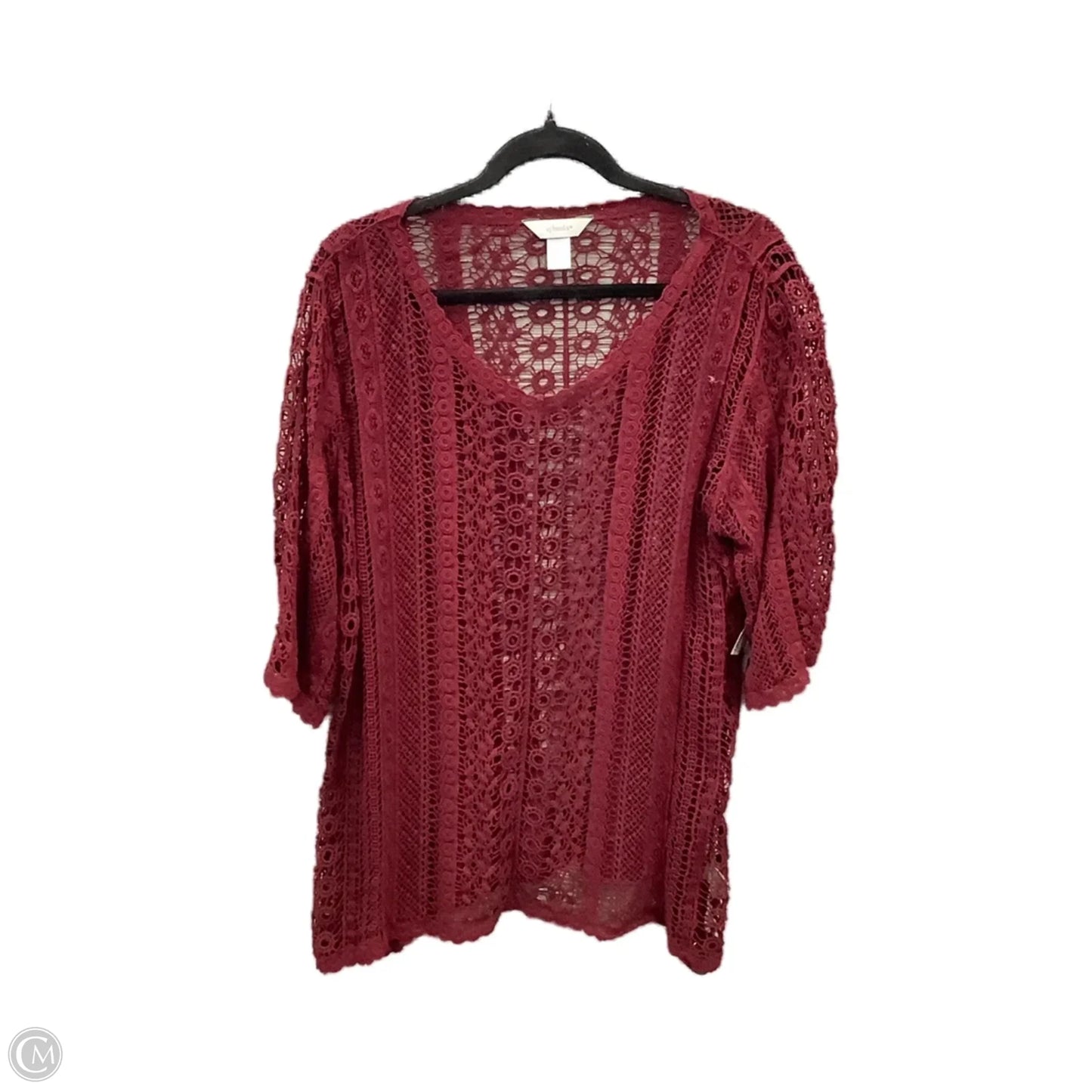 Top Short Sleeve By Cj Banks In Red, Size: 1x