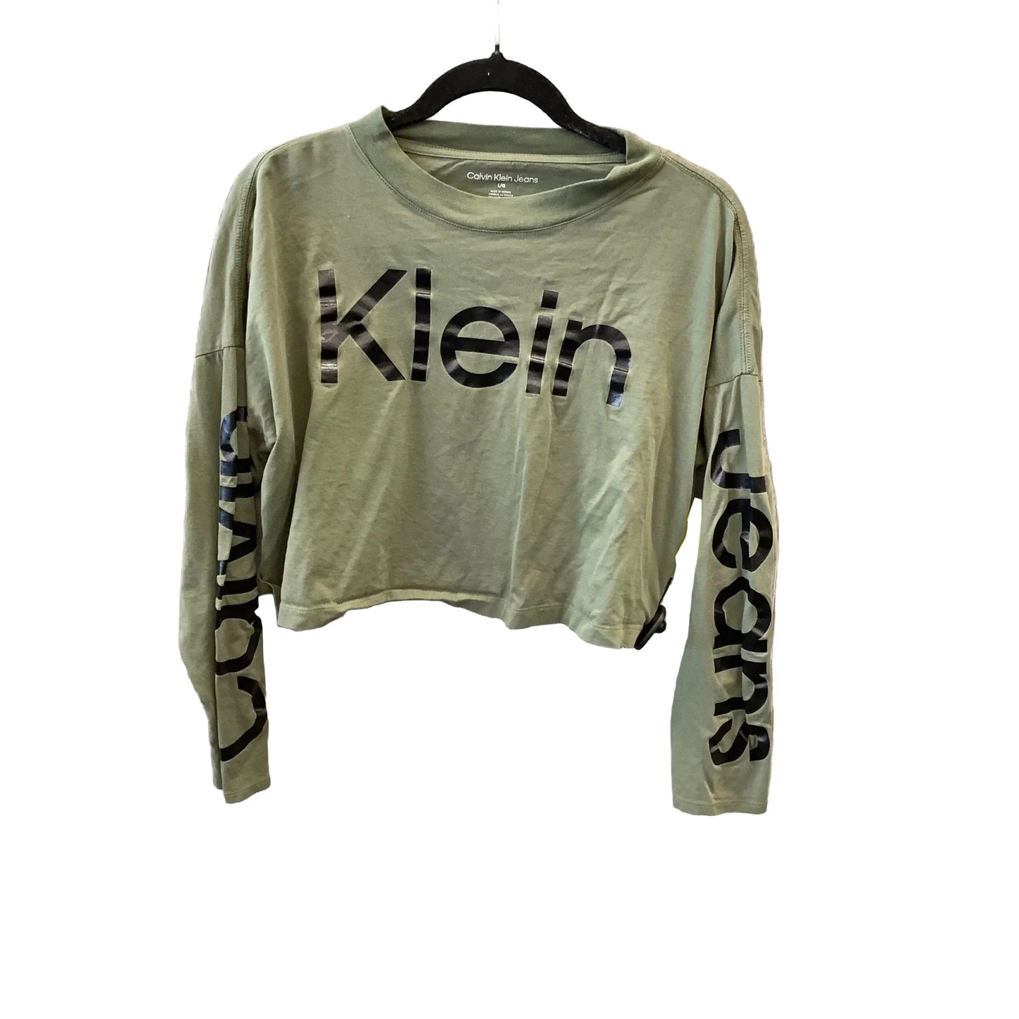 Top Long Sleeve By Calvin Klein In Green, Size: L
