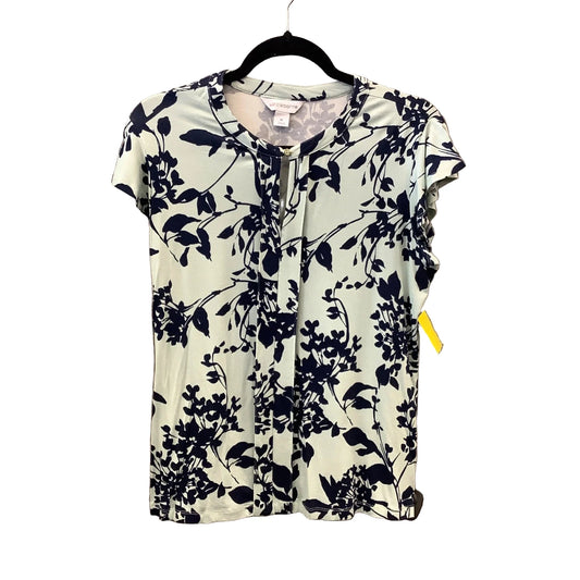 Blouse Short Sleeve By Liz Claiborne In Blue & Green, Size: M